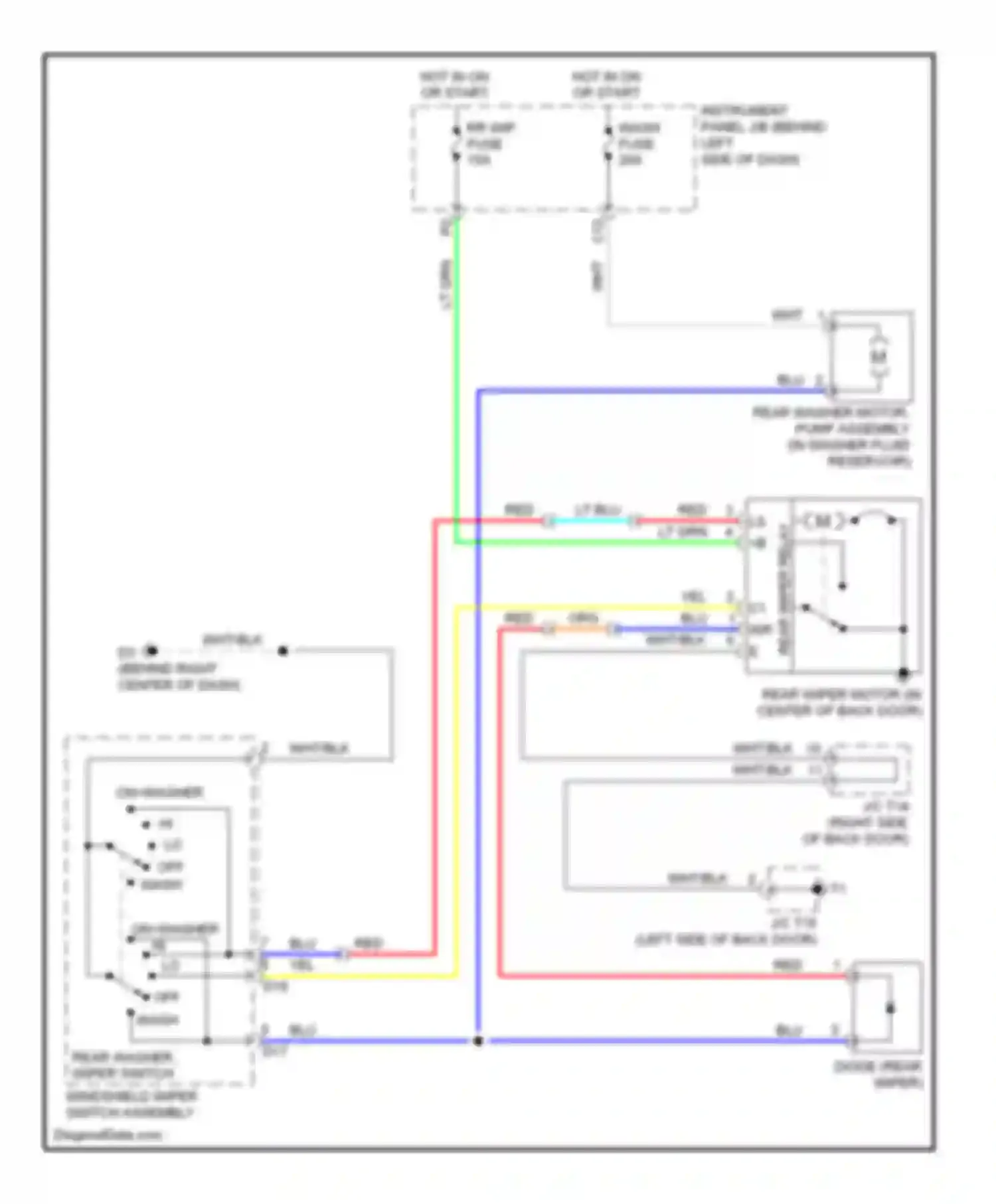 Highlander Toyota II (2007-2010): Rear wiper/washer circuit, hybrid