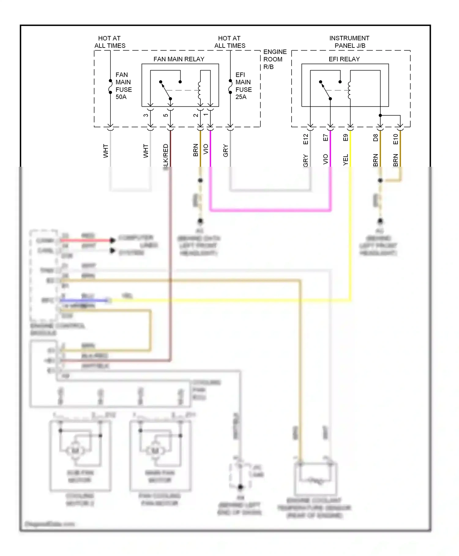 Toyota Highlander II (2007-2010) computer (behind data lines left front headlight) wiring diagram  (1 of 1)