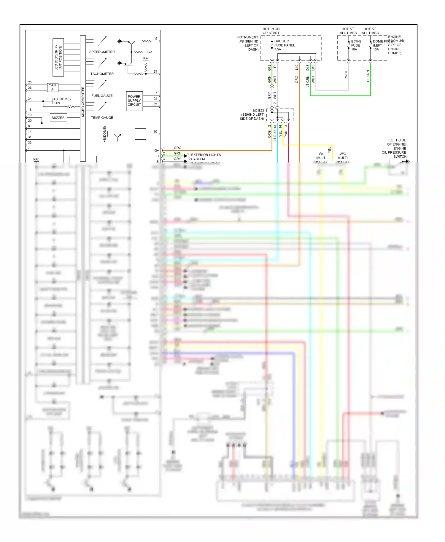 Toyota Highlander II (2007-2010) interior lights system computer data lines system wiring diagram  (1 of 2)