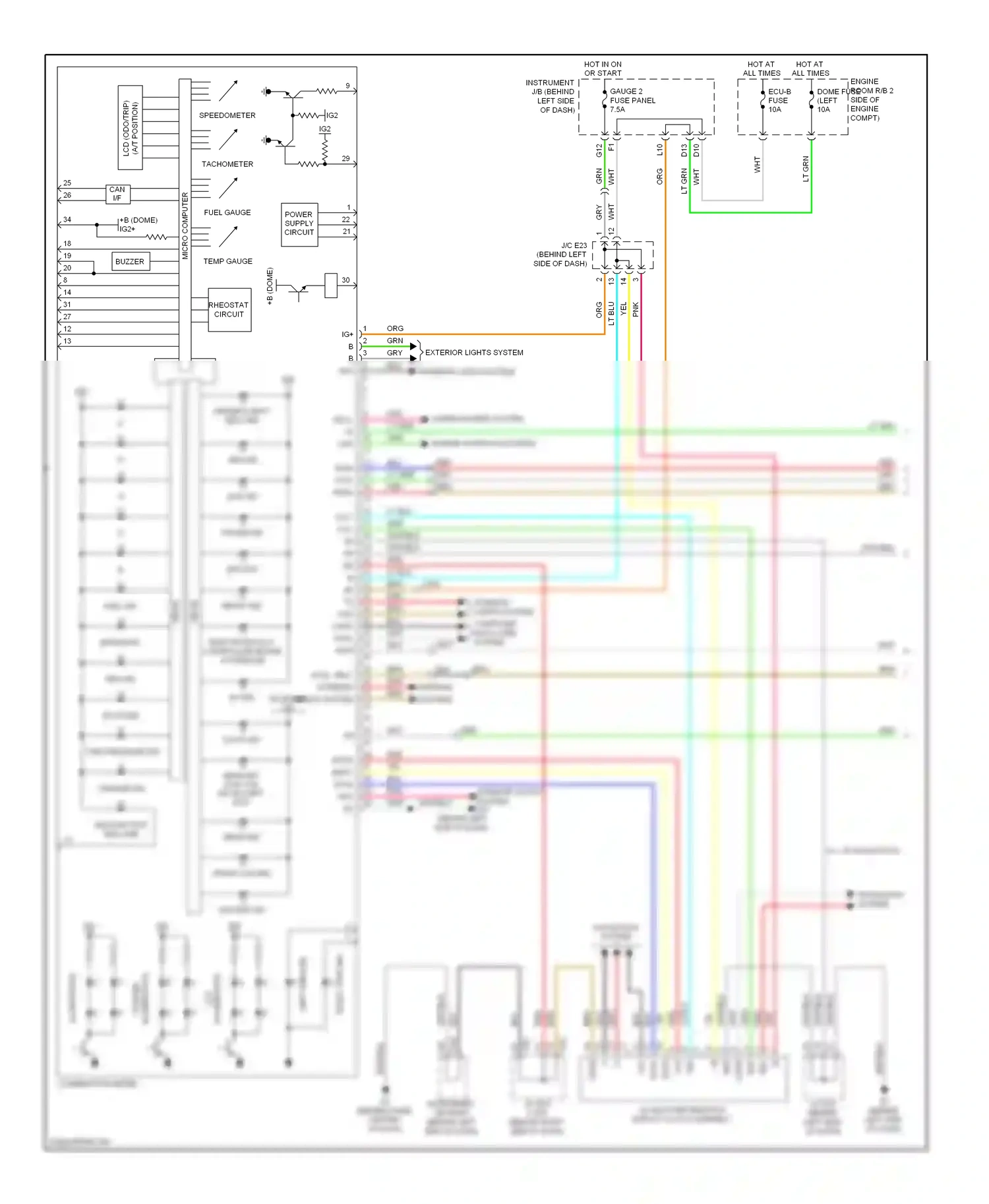 Toyota Highlander II (2007-2010) interior lights system computer data lines system wiring diagram  (2 of 2)