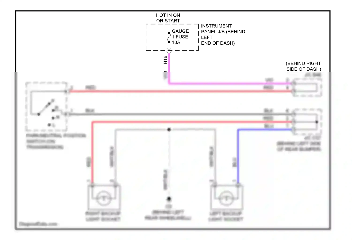 Toyota Highlander II (2007-2010) left backup light socket wiring diagram  (1 of 2)