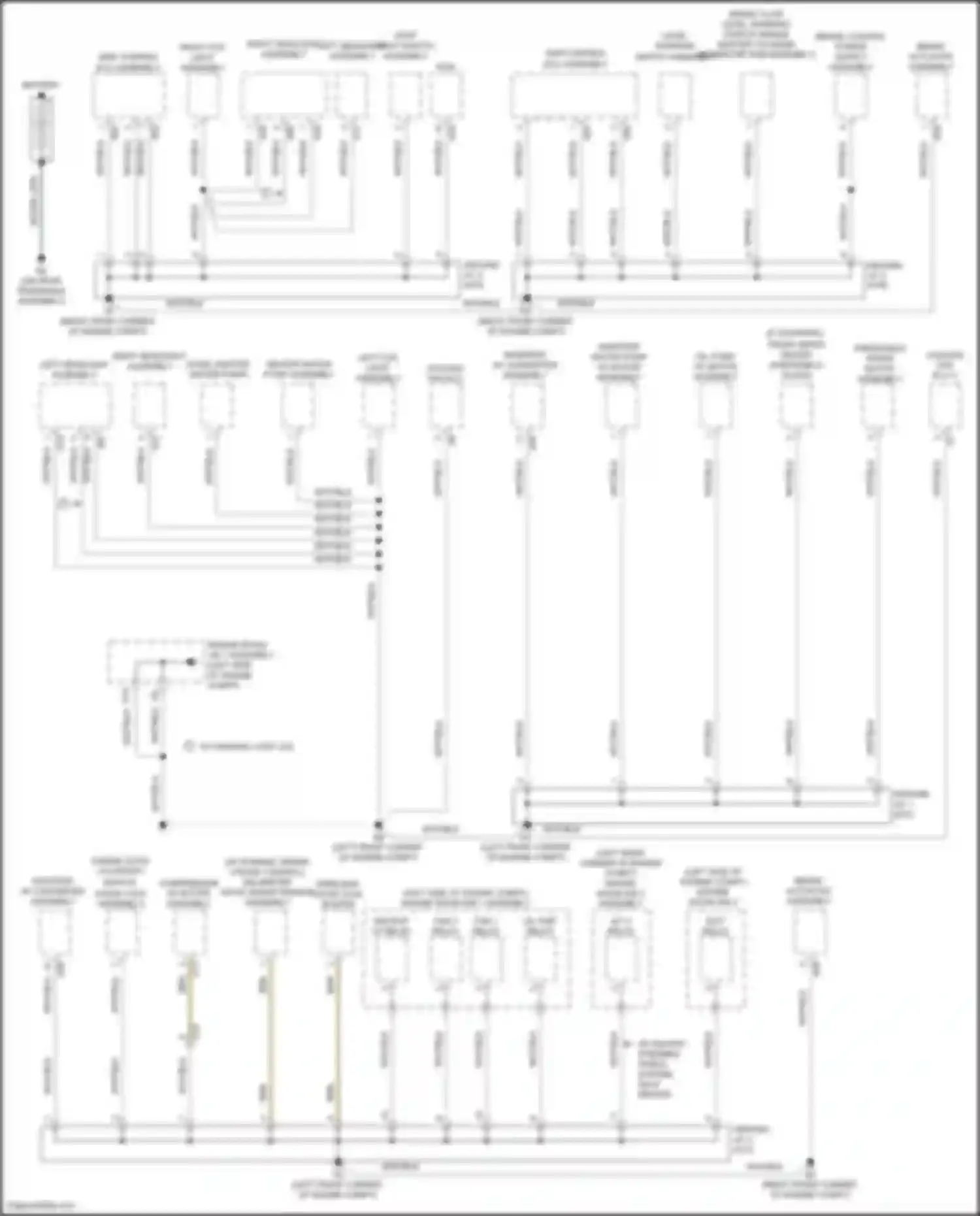 Highlander Toyota III facelift (2016-2019): Ground distribution circuit, hybrid (1 of 6)