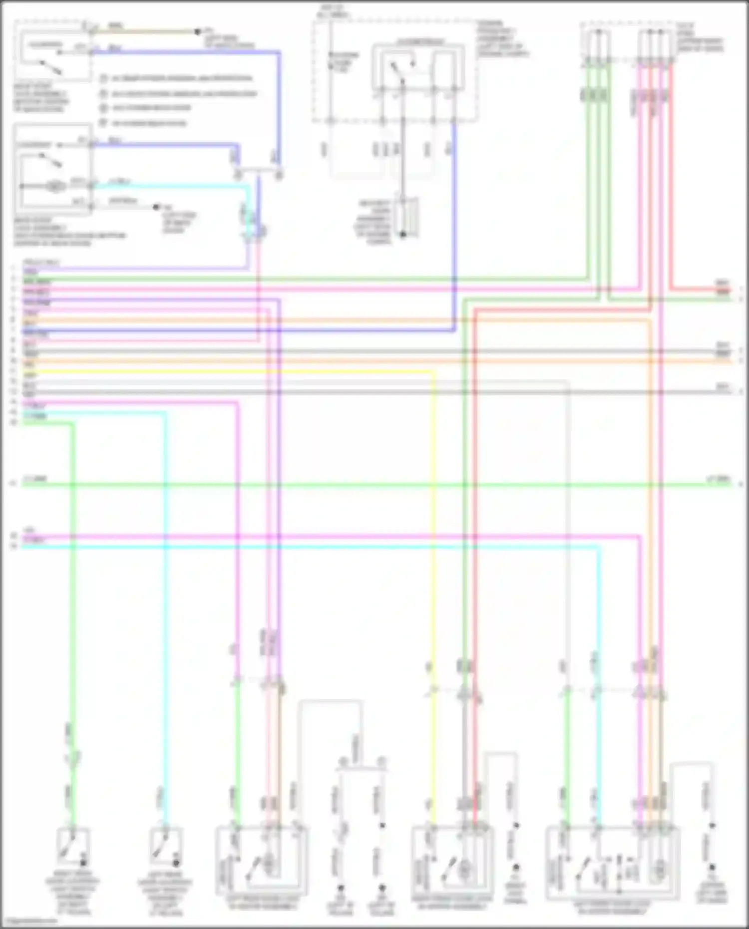 Wiring diagram left front door lock w/ motor assembly for Toyota Highlander III facelift (2016-2019) (2 of 10)