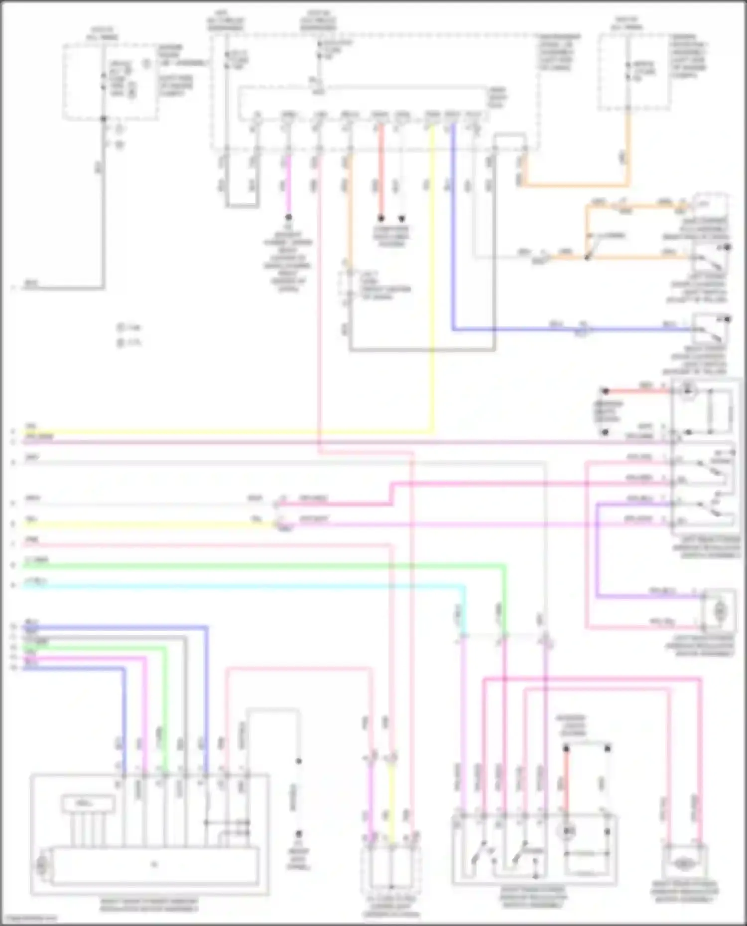 Wiring diagram left rear power window regulator switch assembly for Toyota Highlander III facelift (2016-2019) (4 of 5)