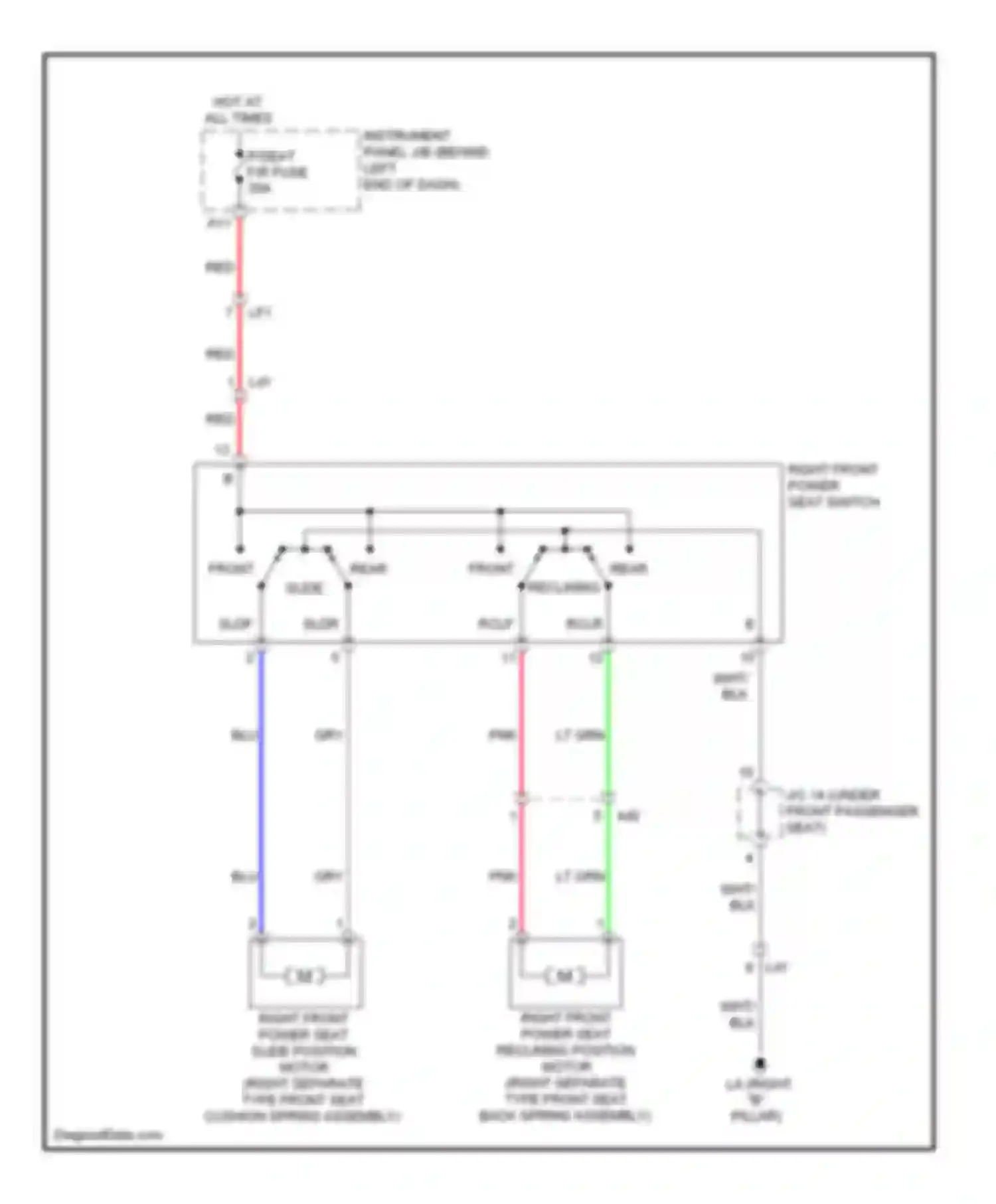Wiring diagram front reclining for Toyota Highlander III (2013-2016) (1 of 1)
