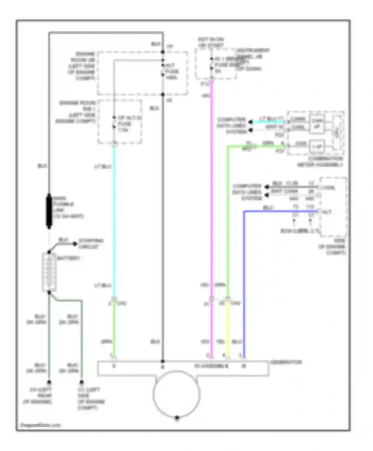 Wiring diagram hot in on or start for Toyota Highlander III (2013-2016) (3 of 4)