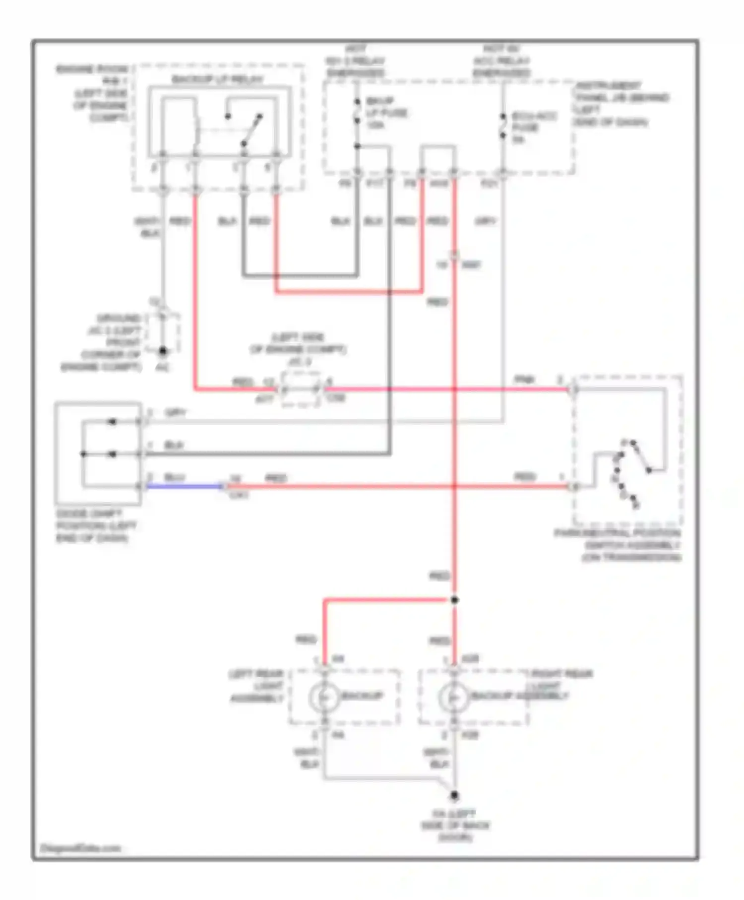 Wiring diagram right rear light backup assembly for Toyota Highlander III (2013-2016) (1 of 1)