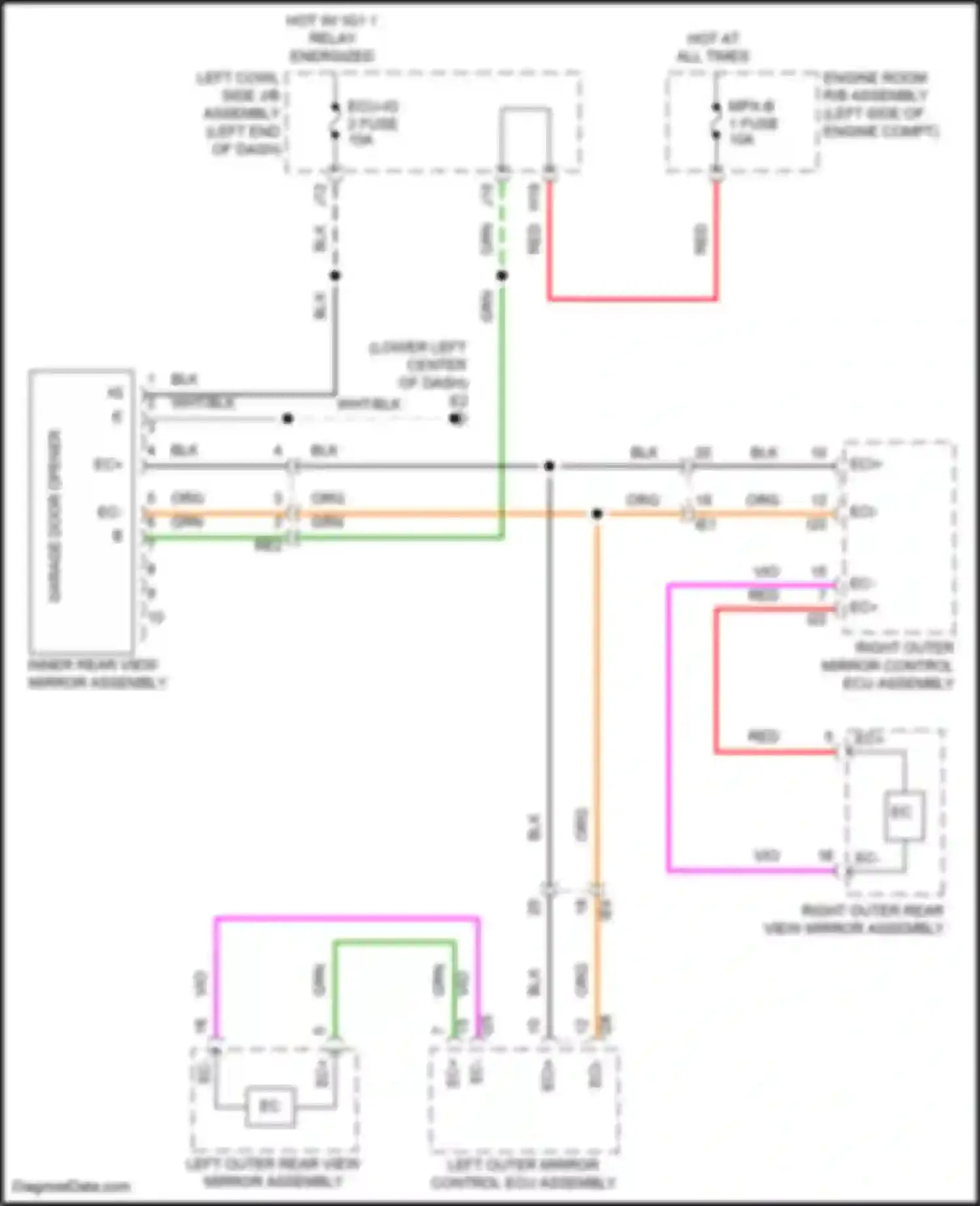 Wiring diagram left outer rear view mirror assembly for Toyota Land Cruiser 200 facelift 2 (2015-2021) (7 of 7)