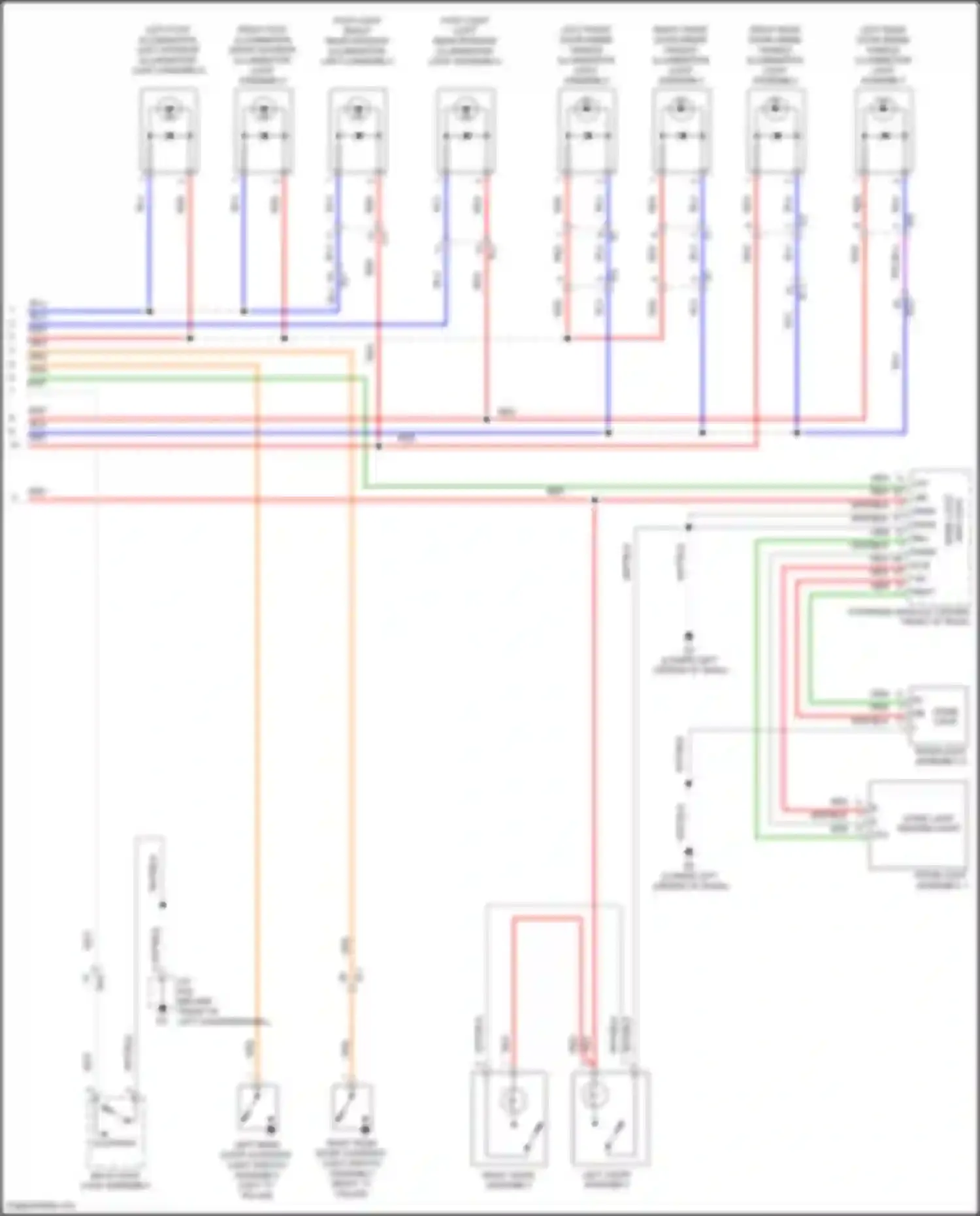 Wiring diagram right front door inside handle illumination light assembly for Toyota Land Cruiser 200 facelift 2 (2015-2021) (1 of 1)