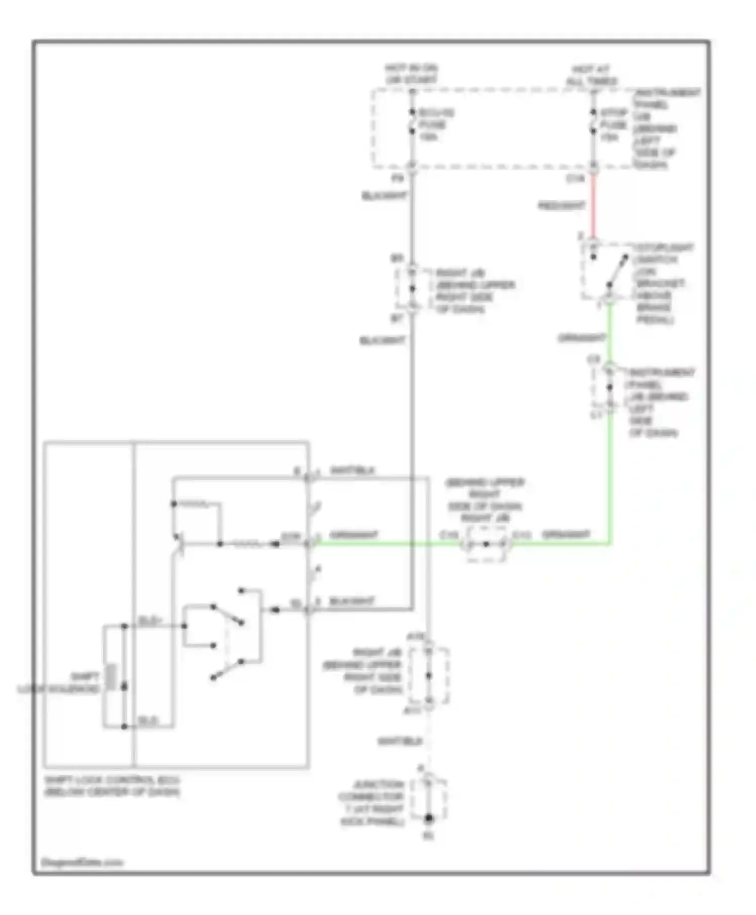 Matrix Toyota E130 (2002-2008): Shift interlock circuit