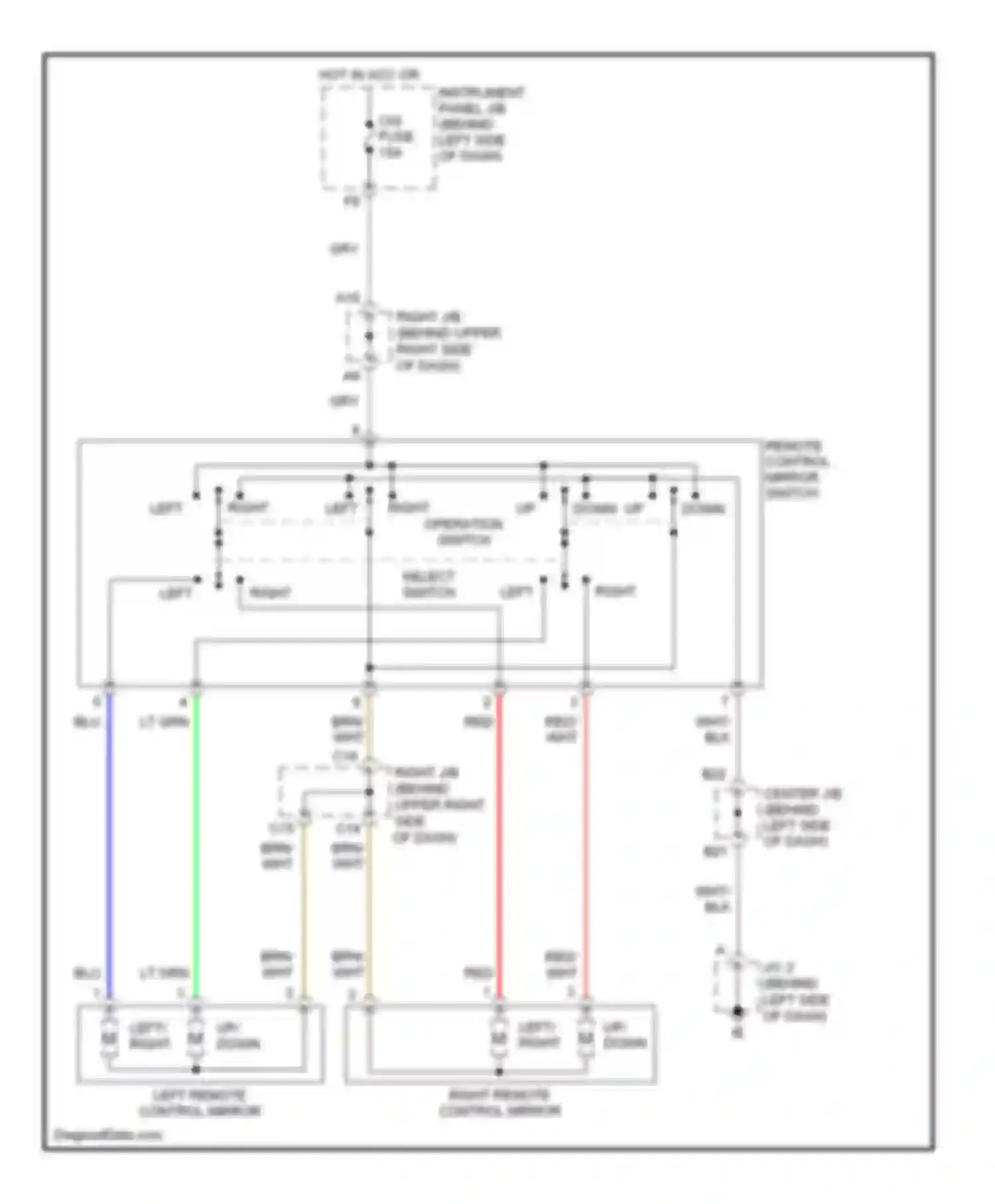 Wiring diagram left/ right up/ down for Toyota Matrix E130 (2002-2008) (1 of 1)