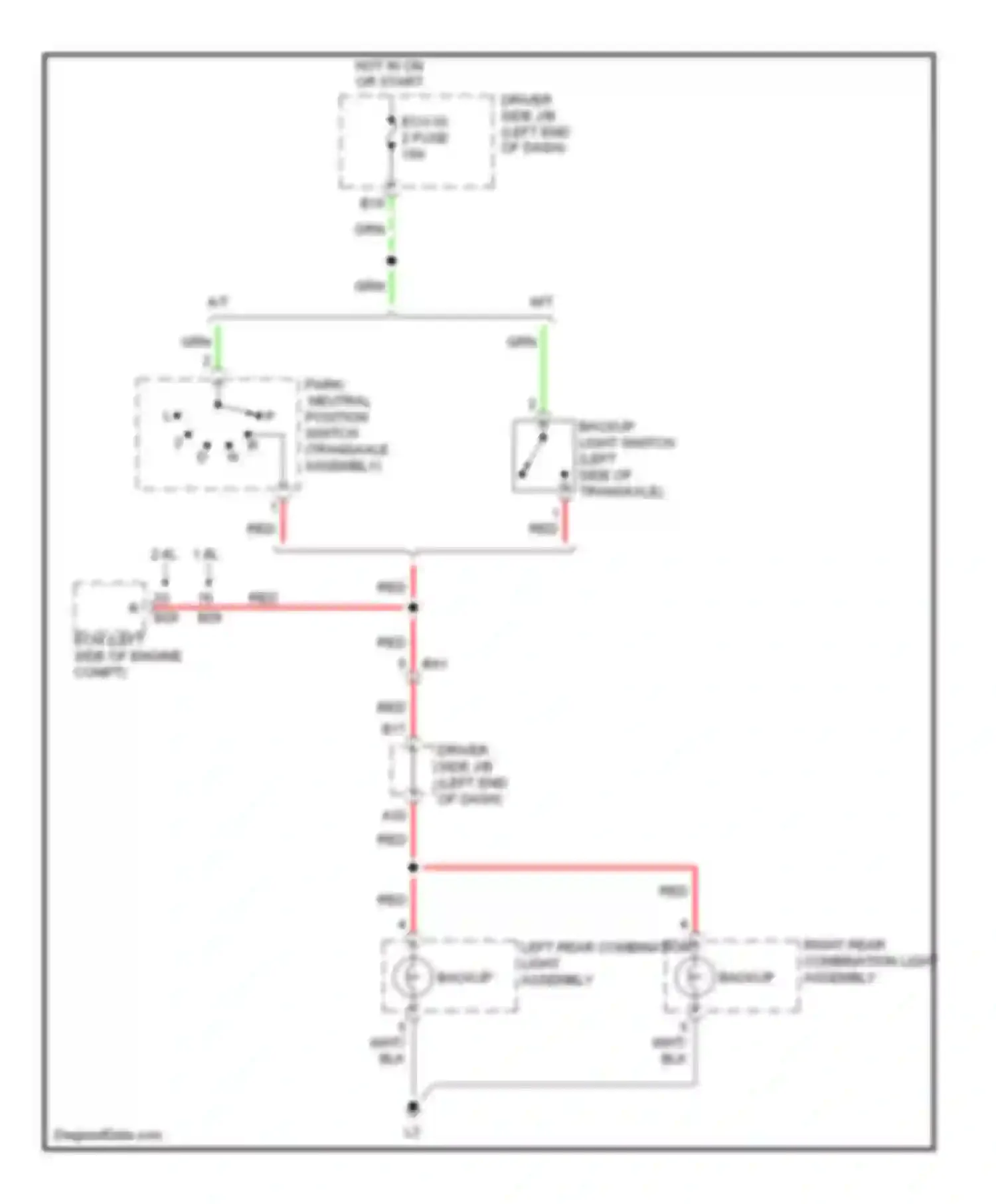 Matrix Toyota E140 (2008-2014): Backup lamps circuit