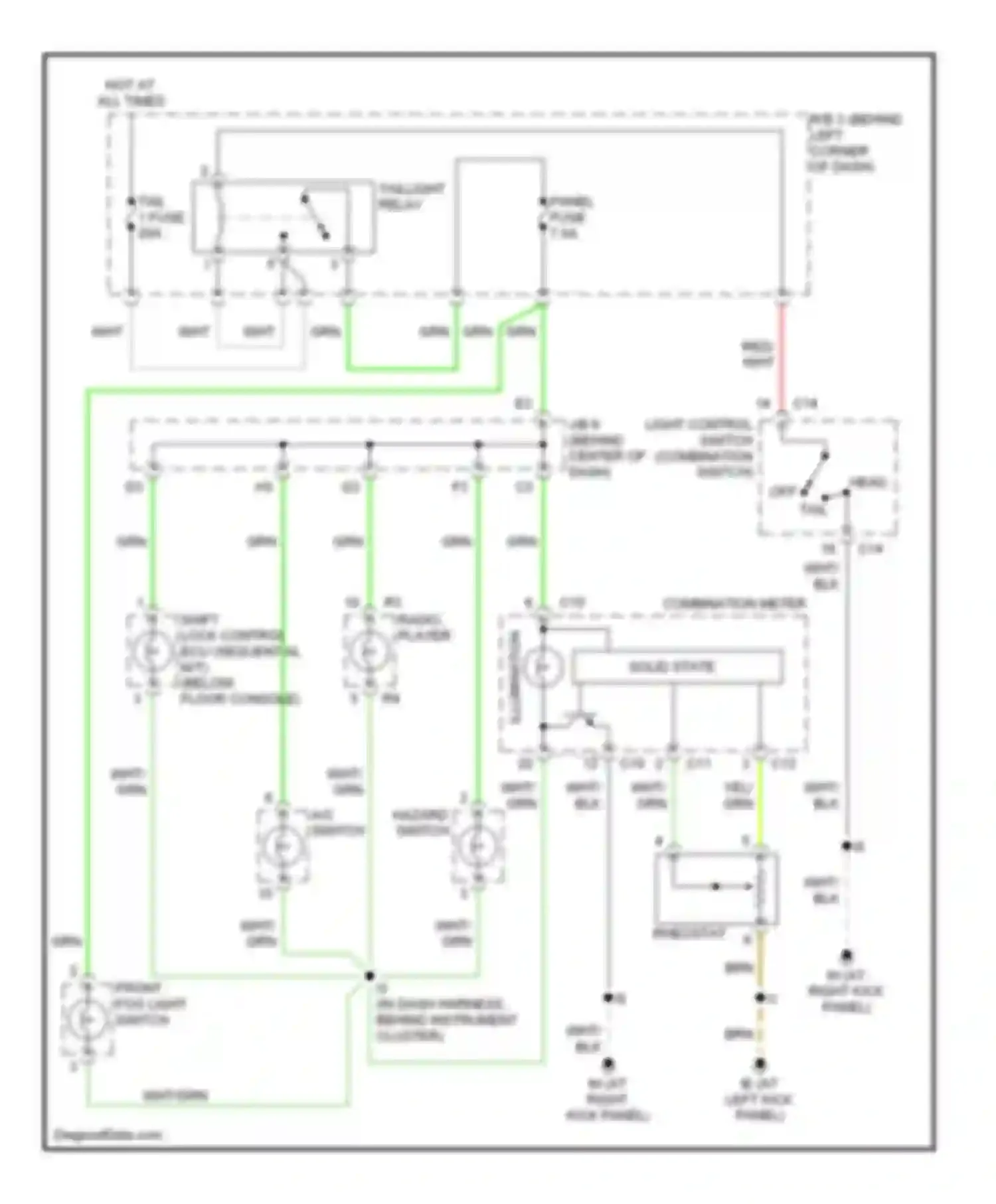 MR2 Toyota W30 (1999-2007): Instrument illumination circuit
