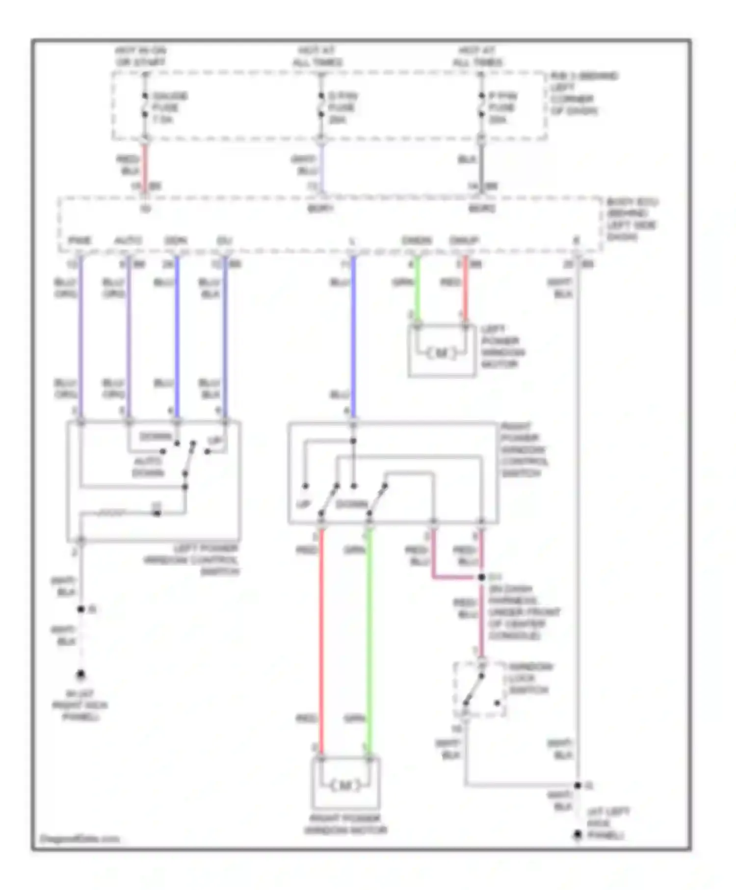 MR2 Toyota W30 (1999-2007): Power windows circuit