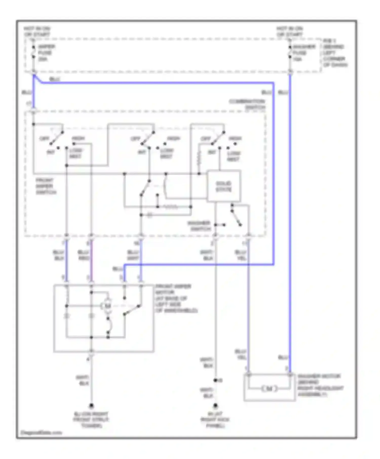 MR2 Toyota W30 (1999-2007): Wiper/washer circuit