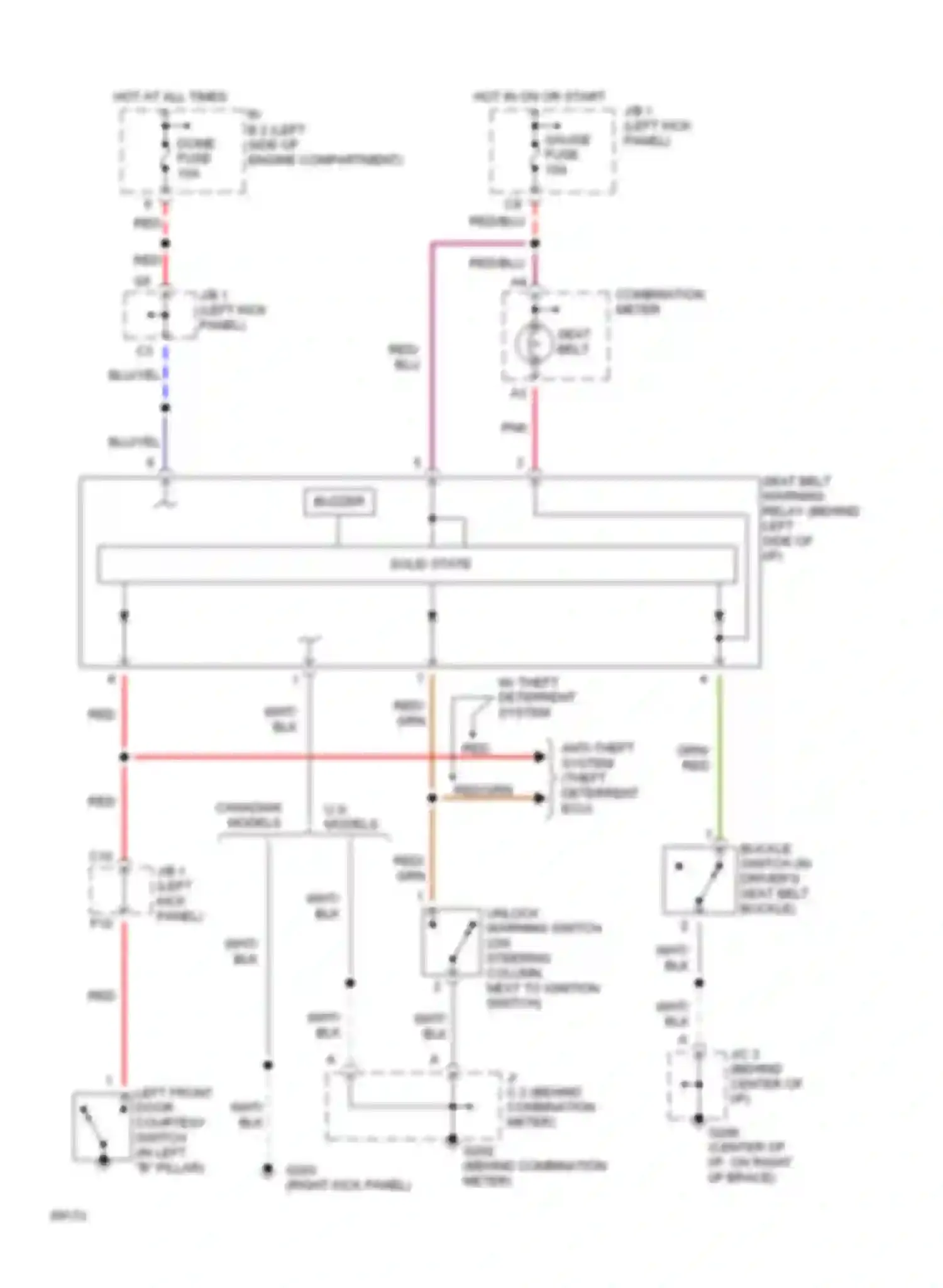 Paseo Toyota L40 (1991-1996): Warning system circuits