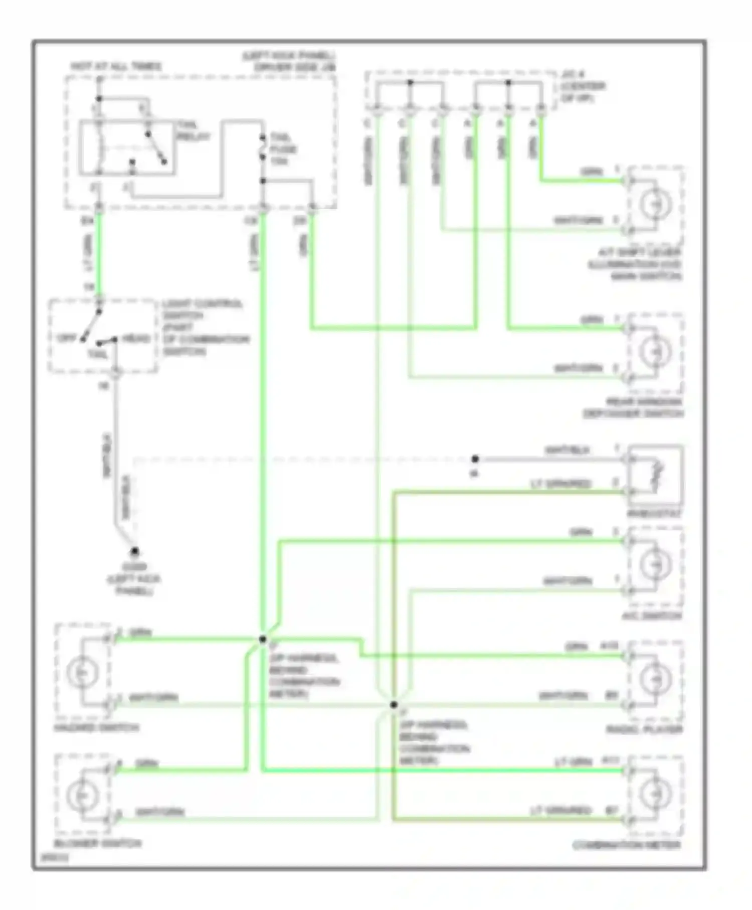 Paseo Toyota L50 (1996-1999): Instrument illumination circuit