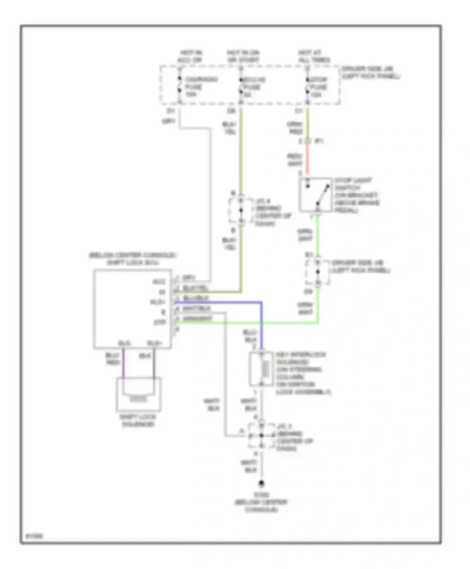 Paseo Toyota L50 (1996-1999): Shift interlock circuit