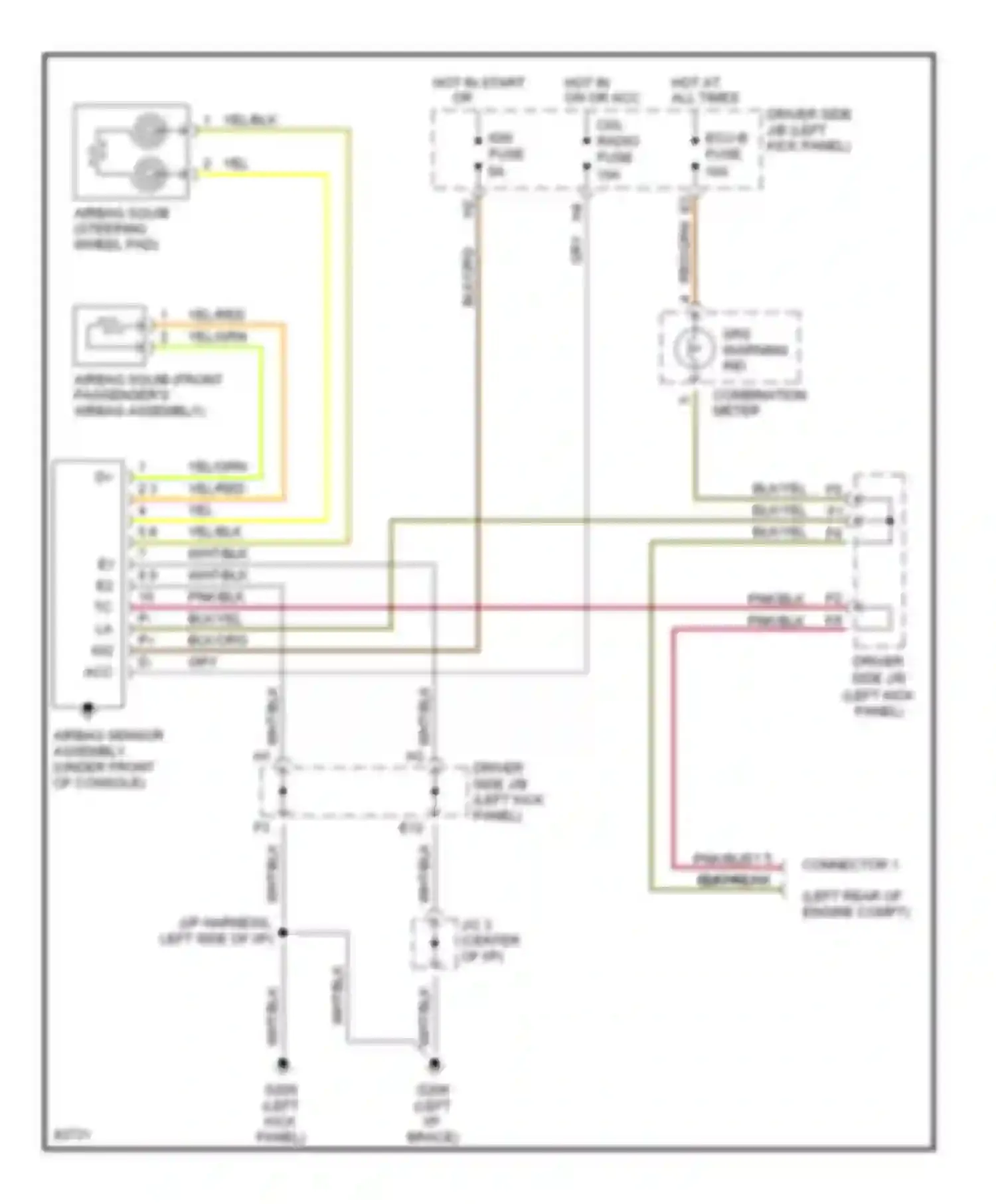 Paseo Toyota L50 (1996-1999): Supplemental restraint circuit, with passenger side air bag