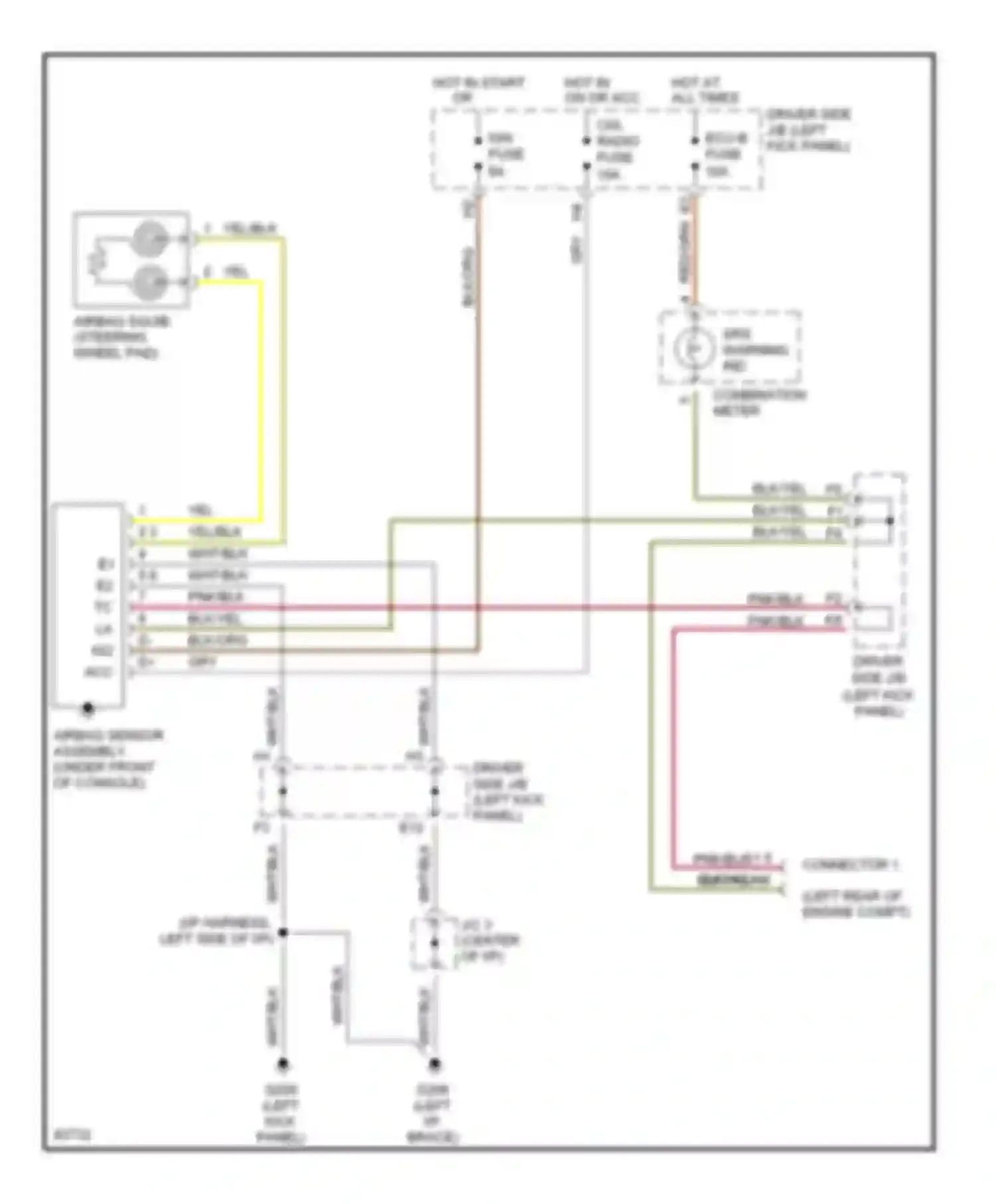 Paseo Toyota L50 (1996-1999): Supplemental restraint circuit, without passenger side air bag