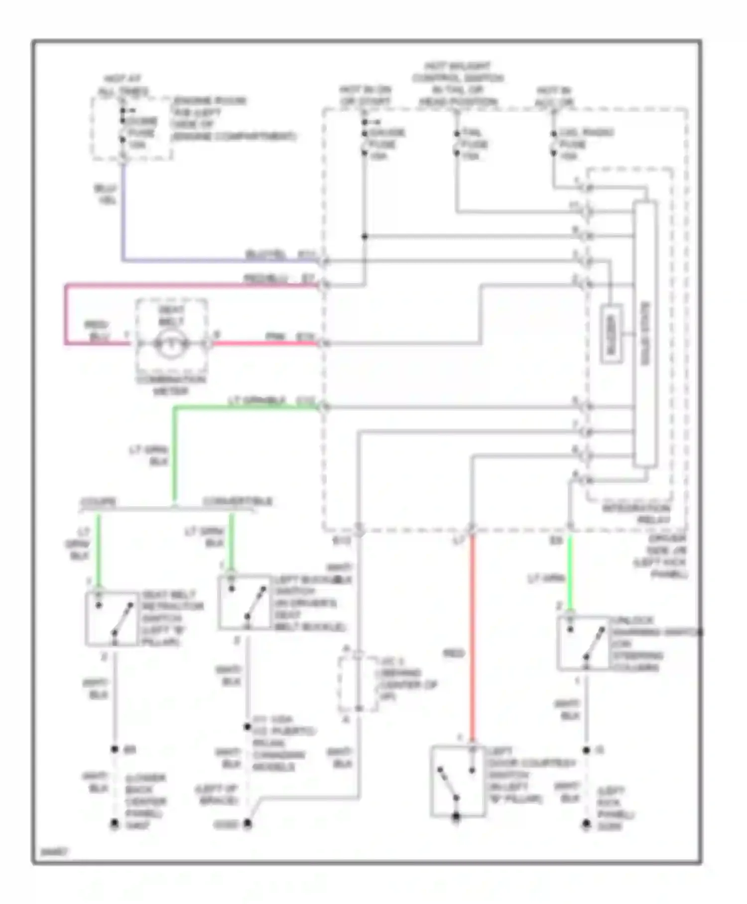 Paseo Toyota L50 (1996-1999): Warning system circuits