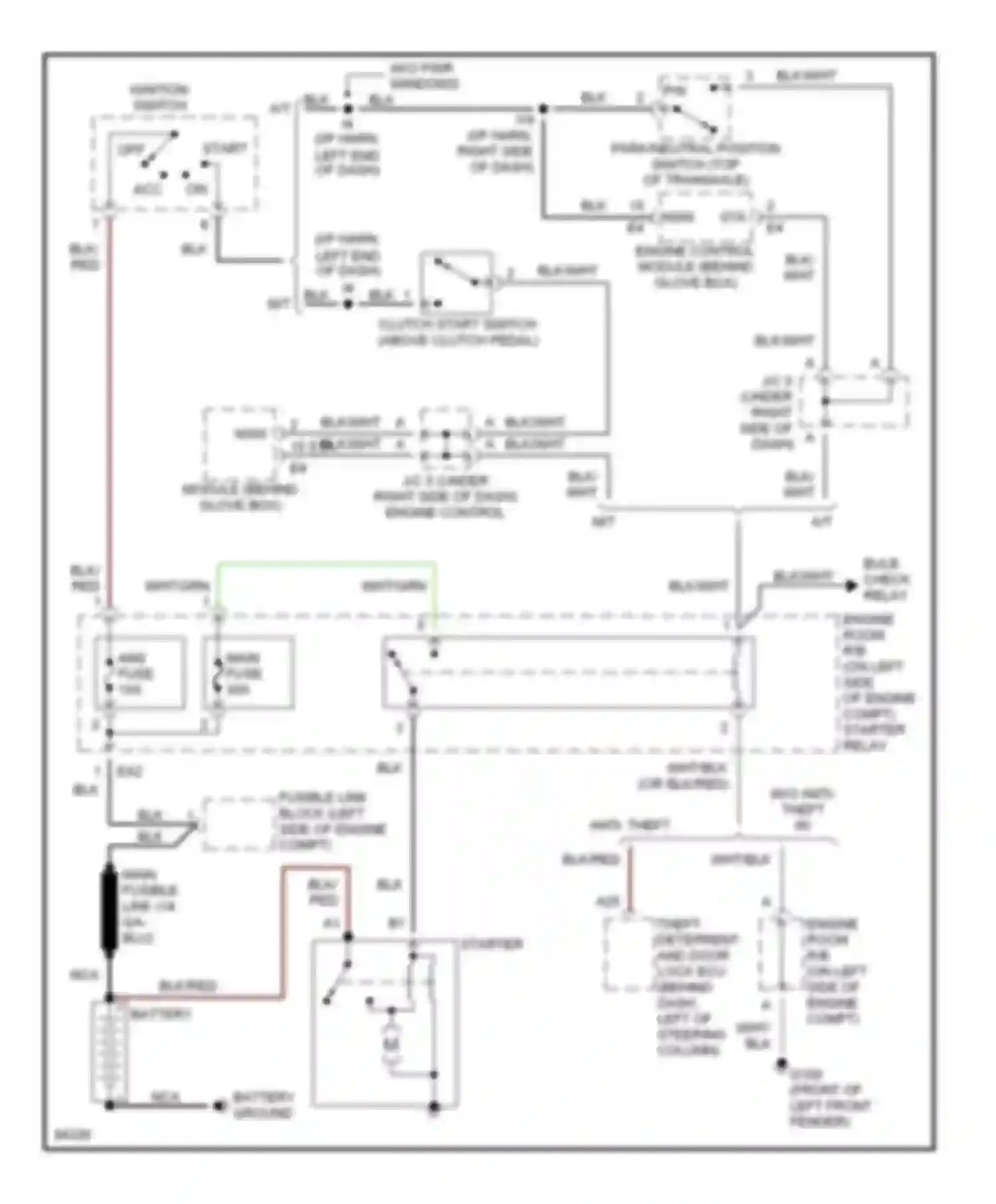 Wiring diagram bulb check relay for Toyota Paseo L50 (1996-1999) (1 of 1)