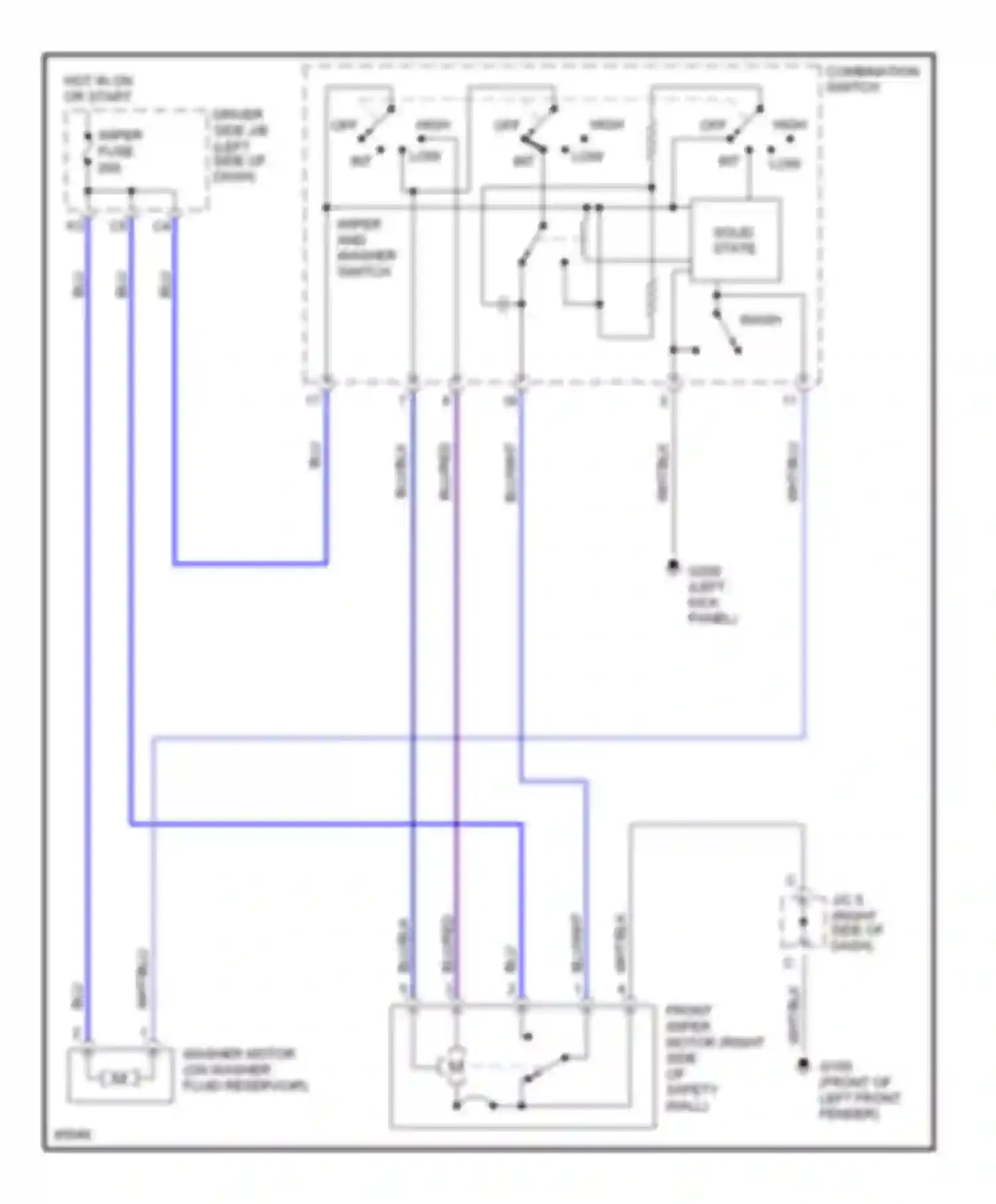 Wiring diagram combination switch for Toyota Paseo L50 (1996-1999) (3 of 3)