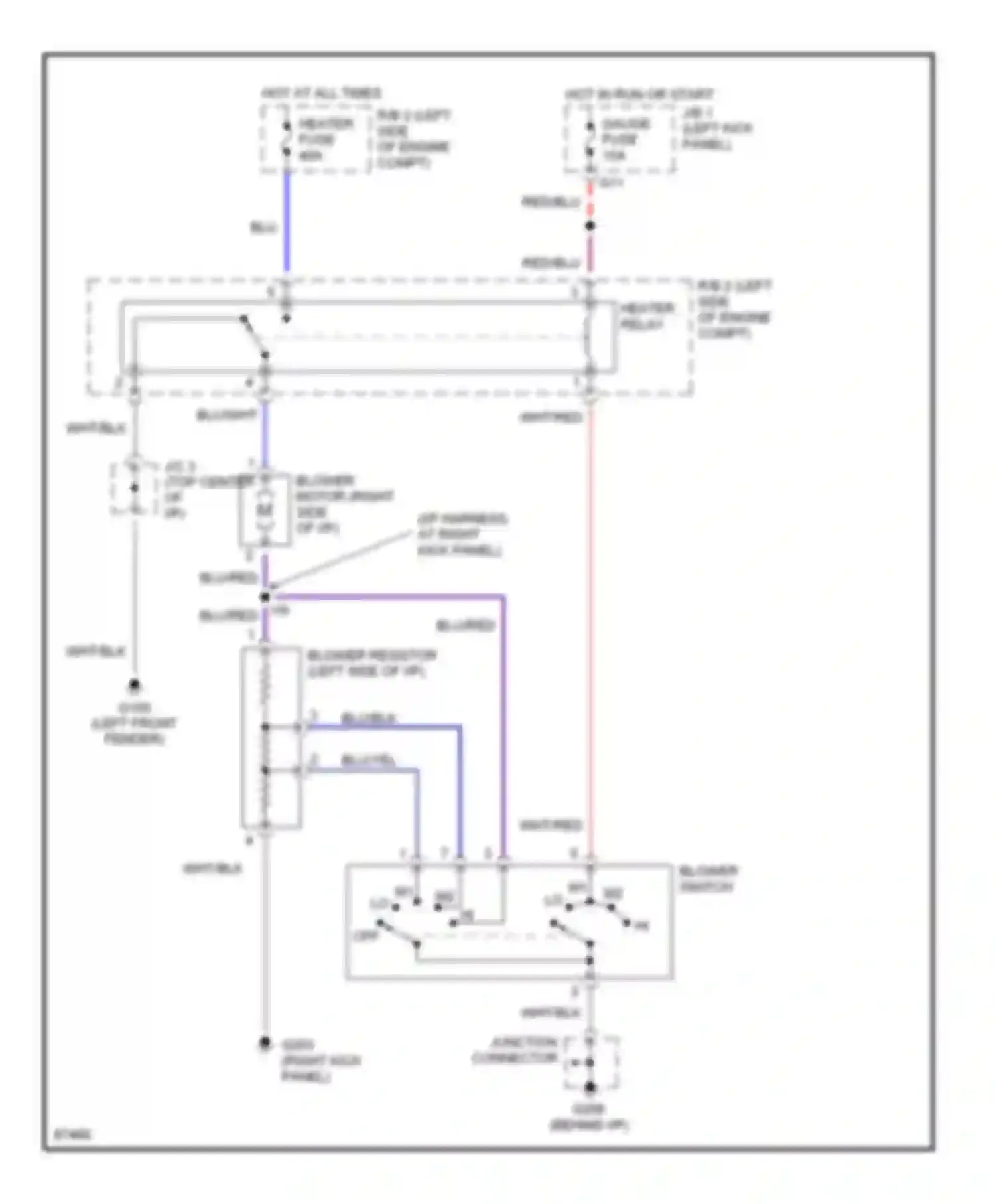 Wiring diagram left front fender) for Toyota Paseo L50 (1996-1999) (2 of 2)