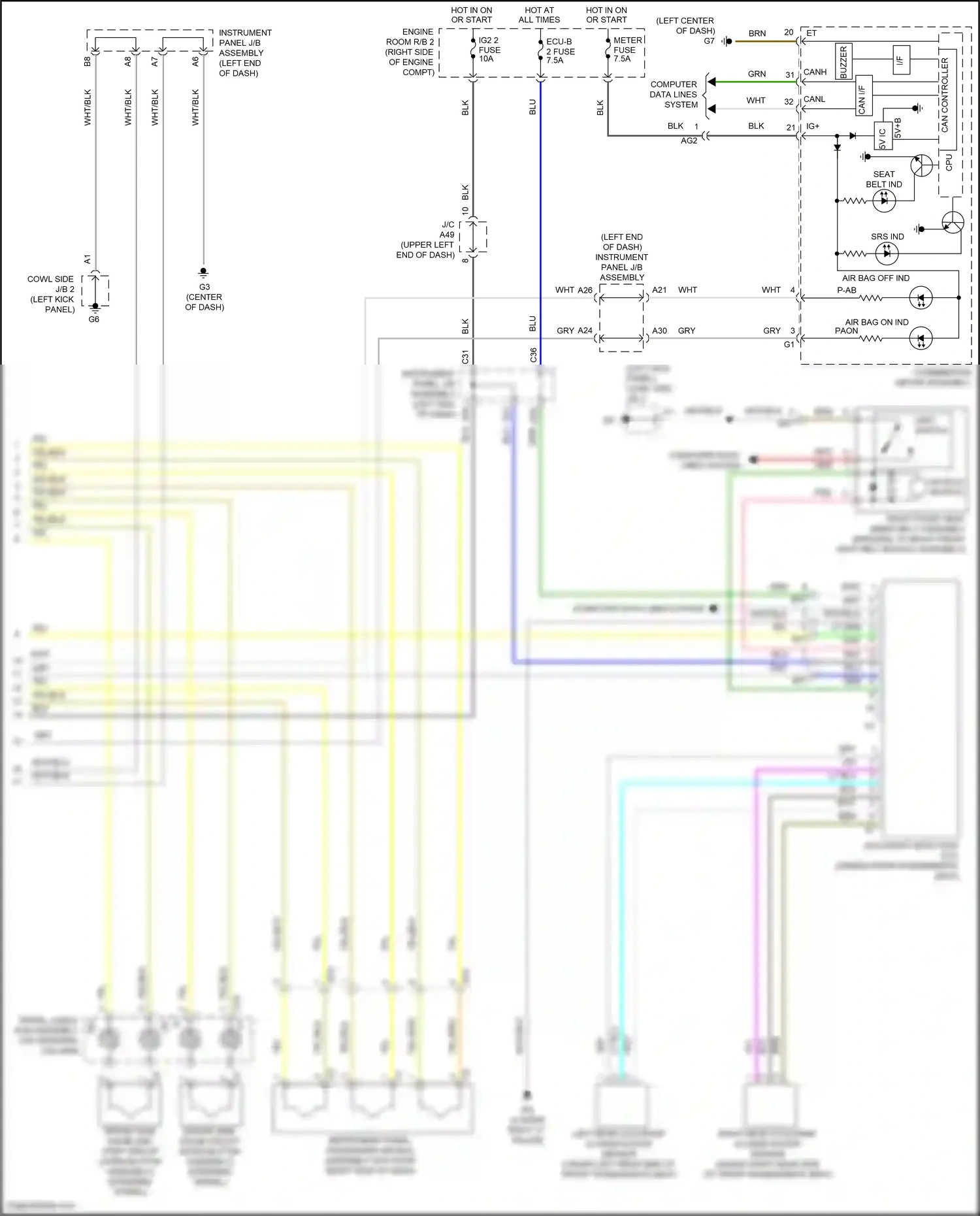 Toyota Prius C I facelift (2014-2020) left rear occupant classification sensor wiring diagram  (1 of 1)