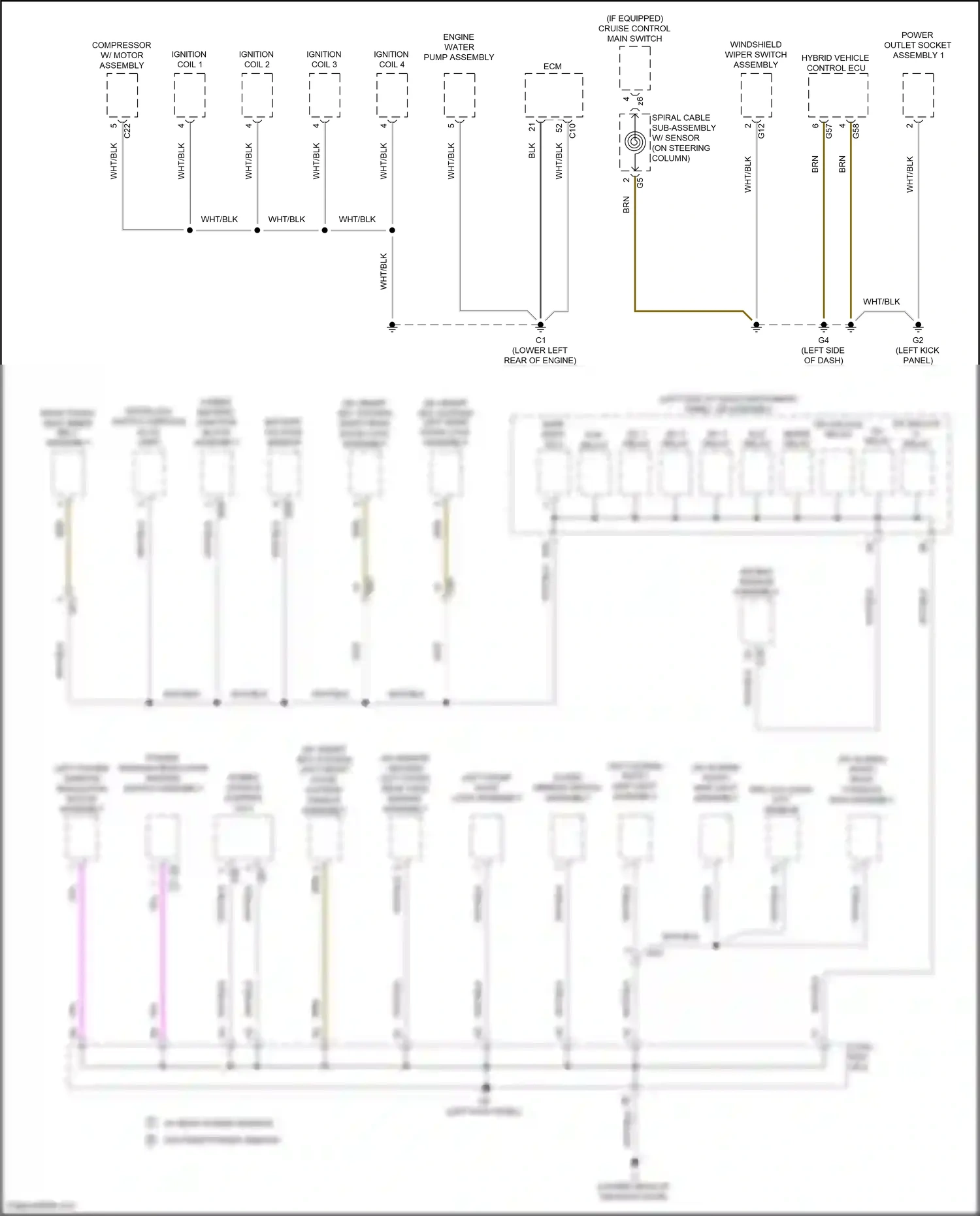 Toyota Prius C I facelift (2014-2020) map light assembly wiring diagram  (2 of 2)