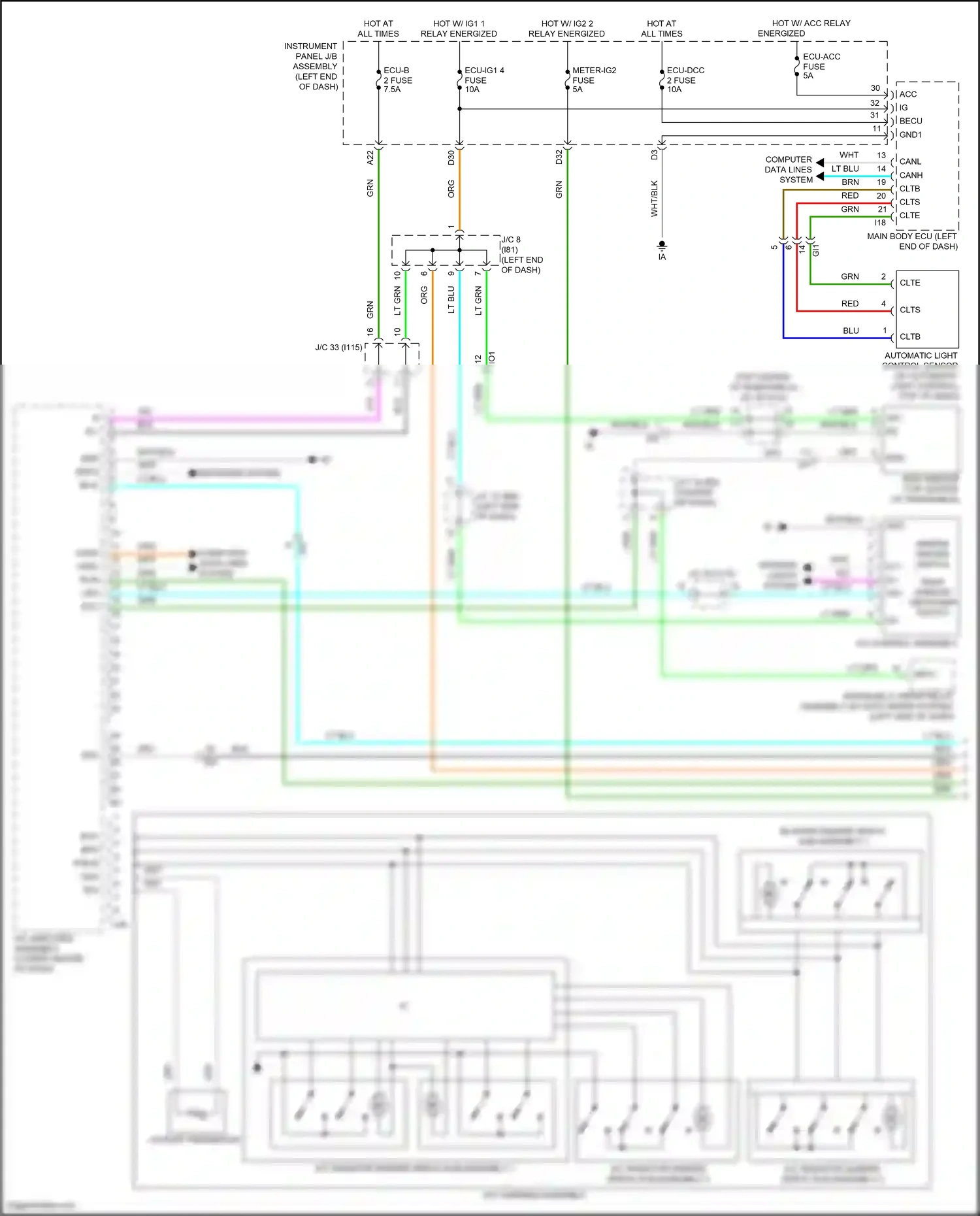 Toyota Prius PHV IV (2017-2024) automatic light control sensor wiring diagram  (1 of 2)