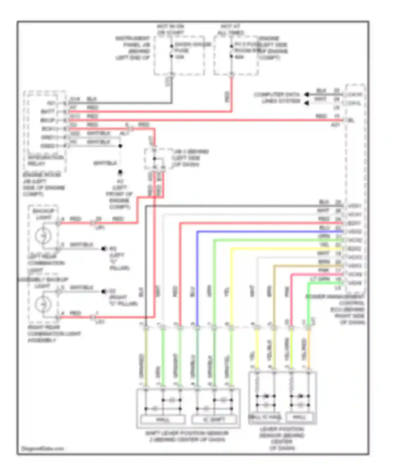 Prius Plug-in Toyota  (2012-2014): Backup lamps circuit