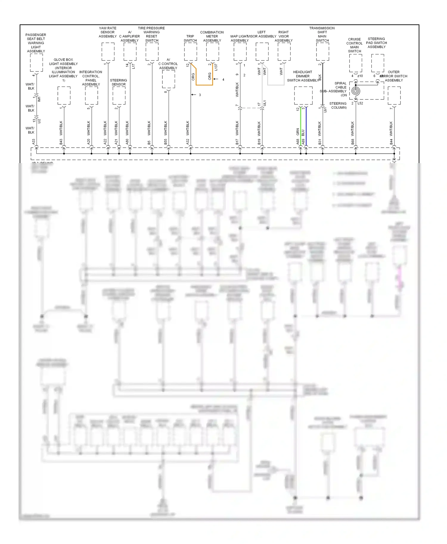 Toyota Prius Plug-in  (2012-2014) integration control, panel steering assembly sensor wiring diagram  (1 of 1)