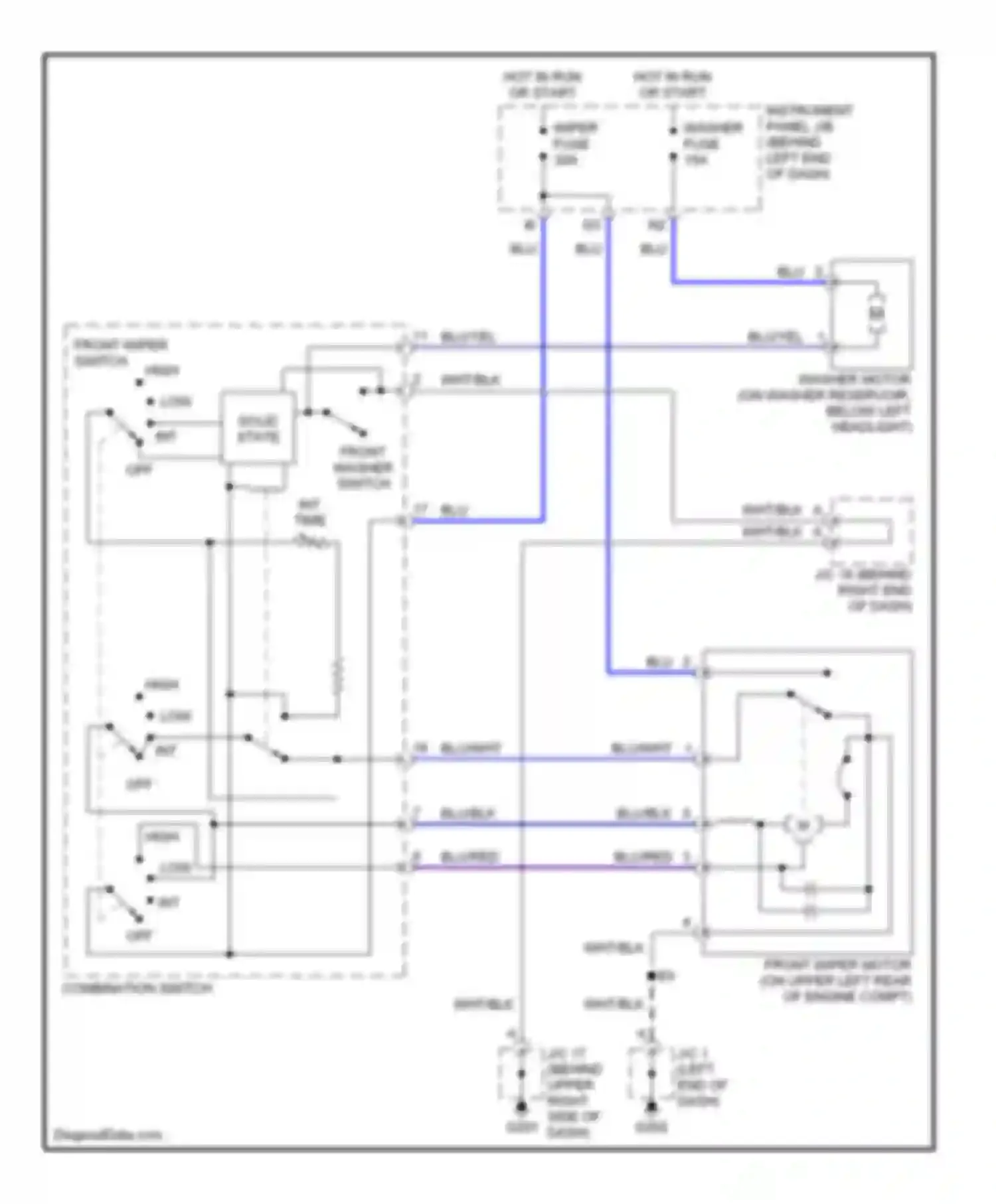 Prius Toyota I facelift (2000-2003): Wiper/washer circuit