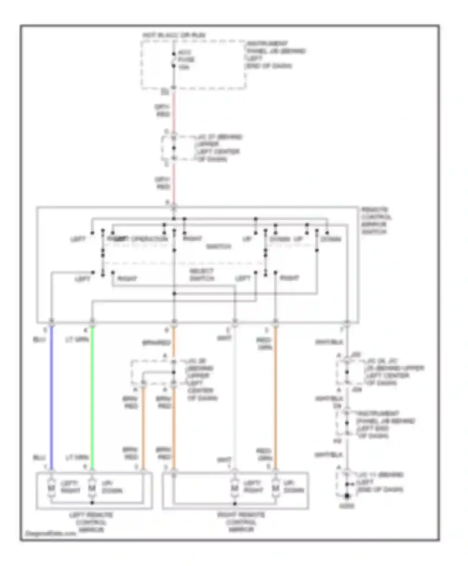 Wiring diagram remote control mirror switch for Toyota Prius I facelift (2000-2003) (2 of 2)