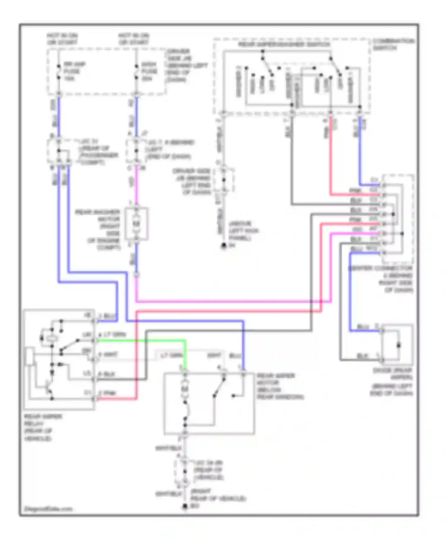 Prius Toyota II facelift (2005-2011): Rear wiper/washer circuit