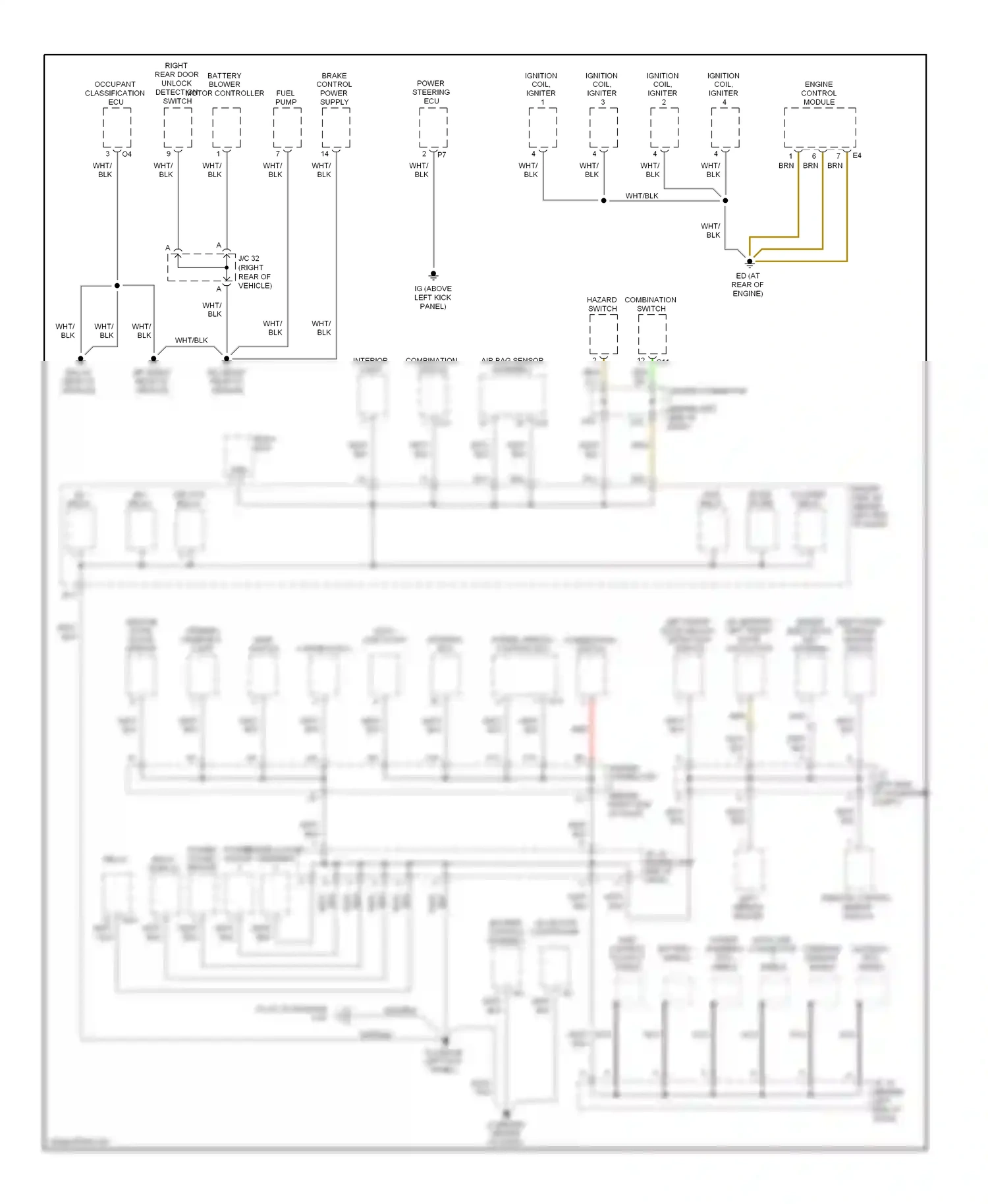 Toyota Prius II facelift (2005-2011) engine control module wiring diagram  (1 of 2)