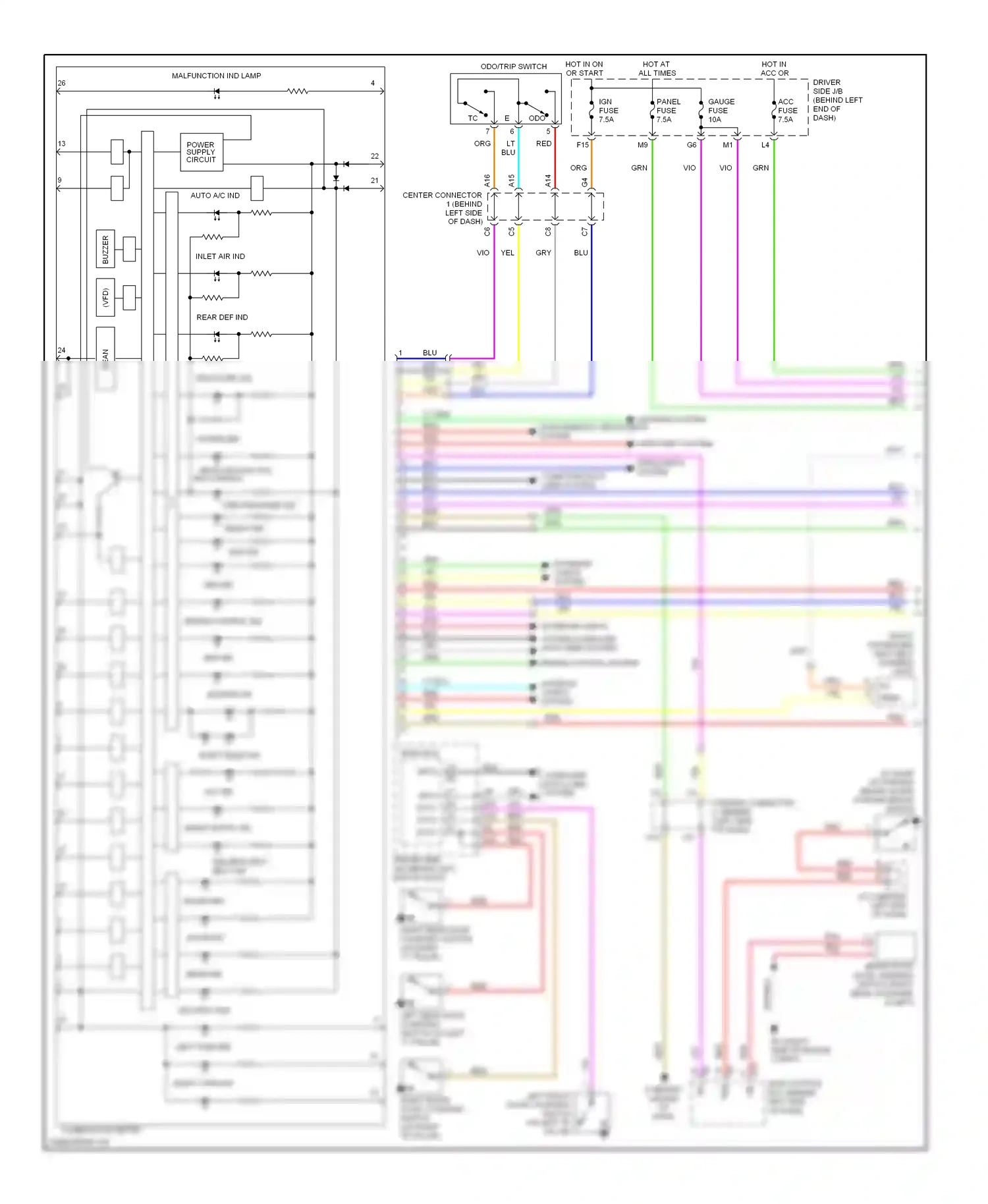 Toyota Prius II facelift (2005-2011) engine control system wiring diagram  (1 of 1)