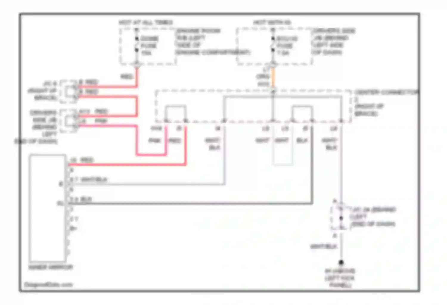 Prius Toyota II (2003-2005): Automatic glare-resistant ec mirror circuit