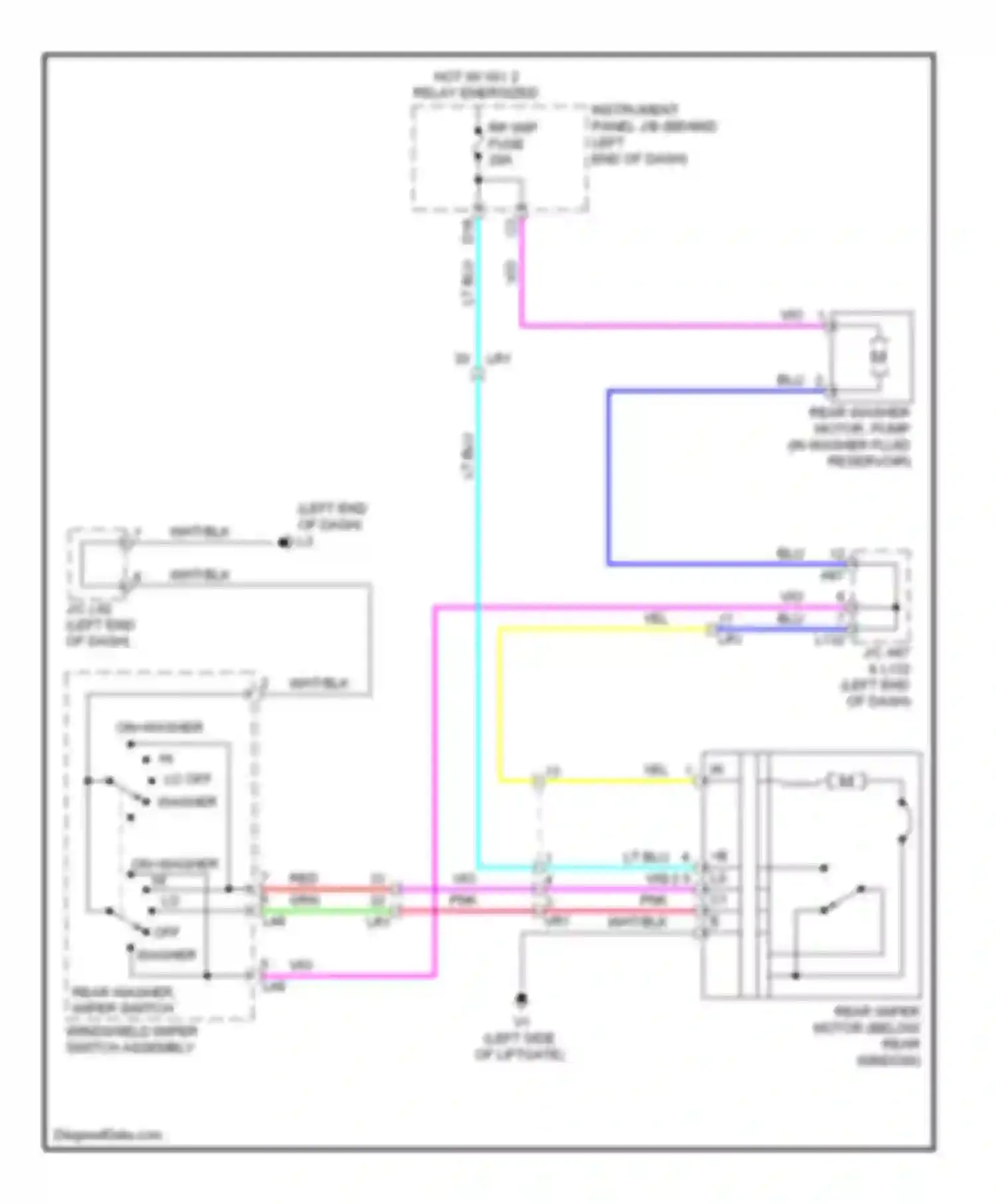 Prius Toyota III facelift (2011-2015): Rear wiper/washer circuit