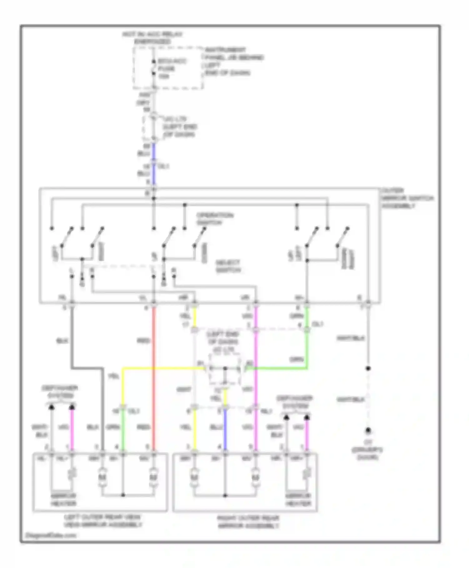 Wiring diagram left outer rear view right outer rear view mirror assembly mirror assembly for Toyota Prius III facelift (2011-2015) (1 of 1)