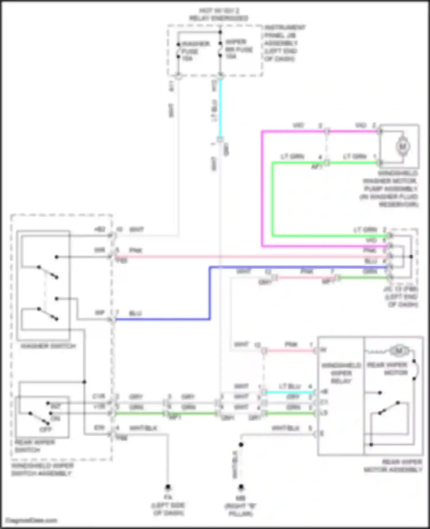 Prius Toyota IV facelift (2018-2023): Rear wiper/washer circuit