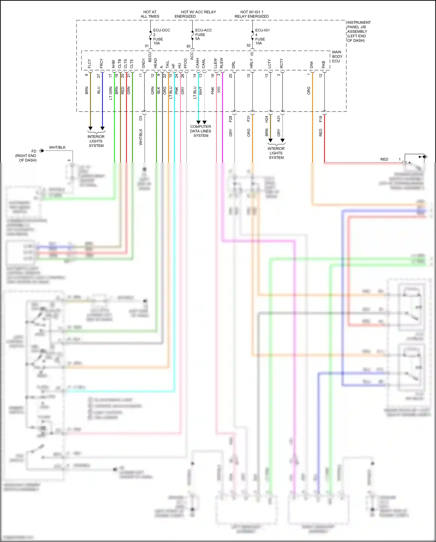 Toyota Prius IV (2015-2019) automatic light control sensor wiring diagram  (2 of 2)