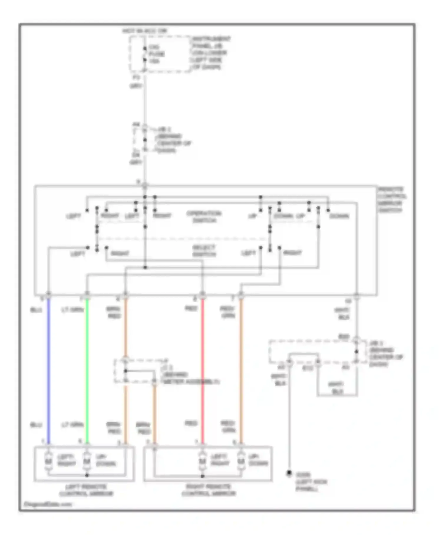 RAV4 Toyota I (1994-2000): Power mirror circuit