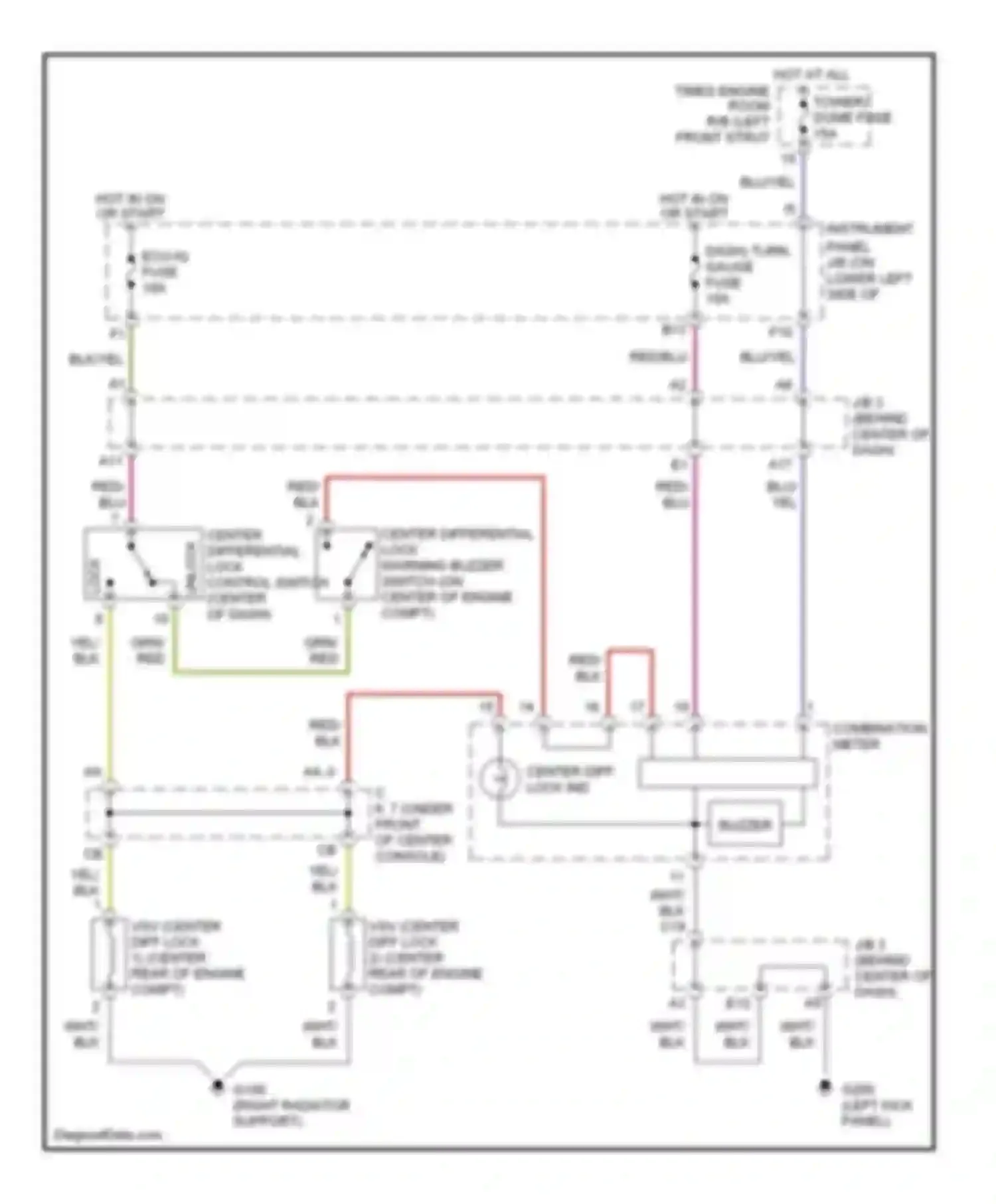 RAV4 Toyota I (1994-2000): Center differential lock circuit, m/t