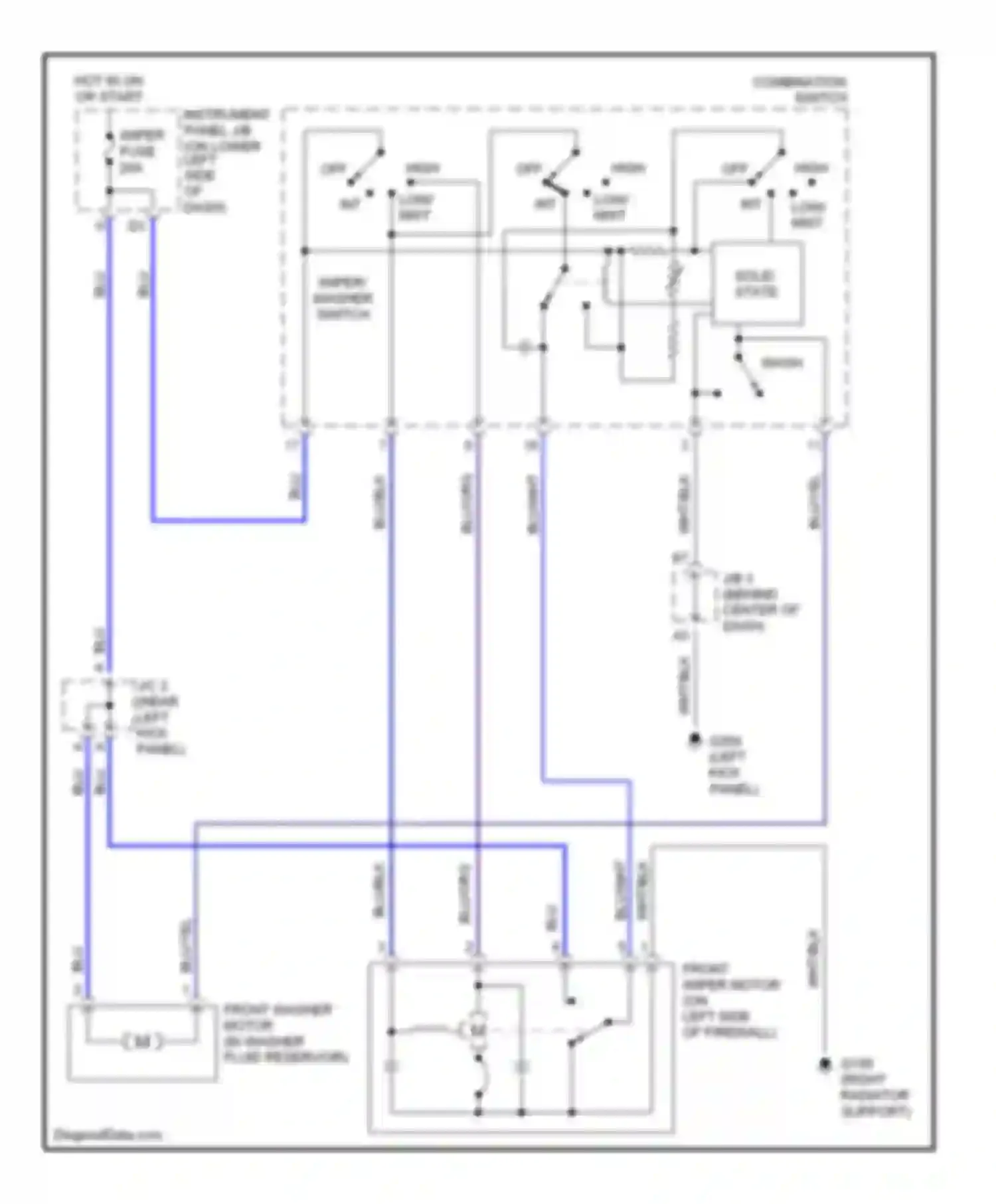 RAV4 Toyota I (1994-2000): Front wiper/washer circuit