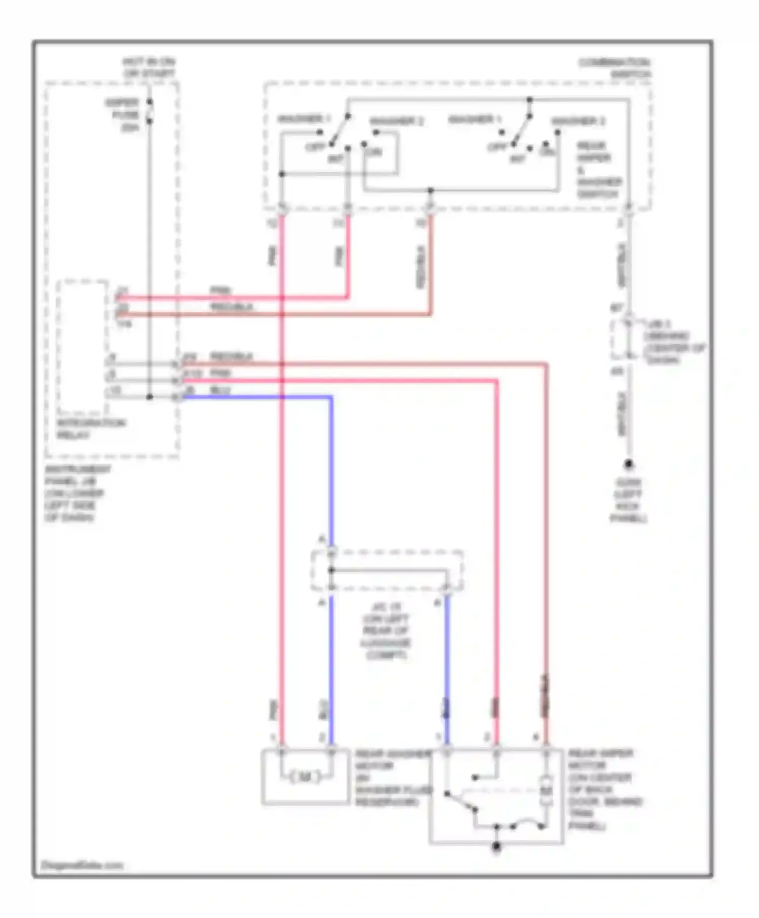 RAV4 Toyota I (1994-2000): Rear wiper/washer circuit