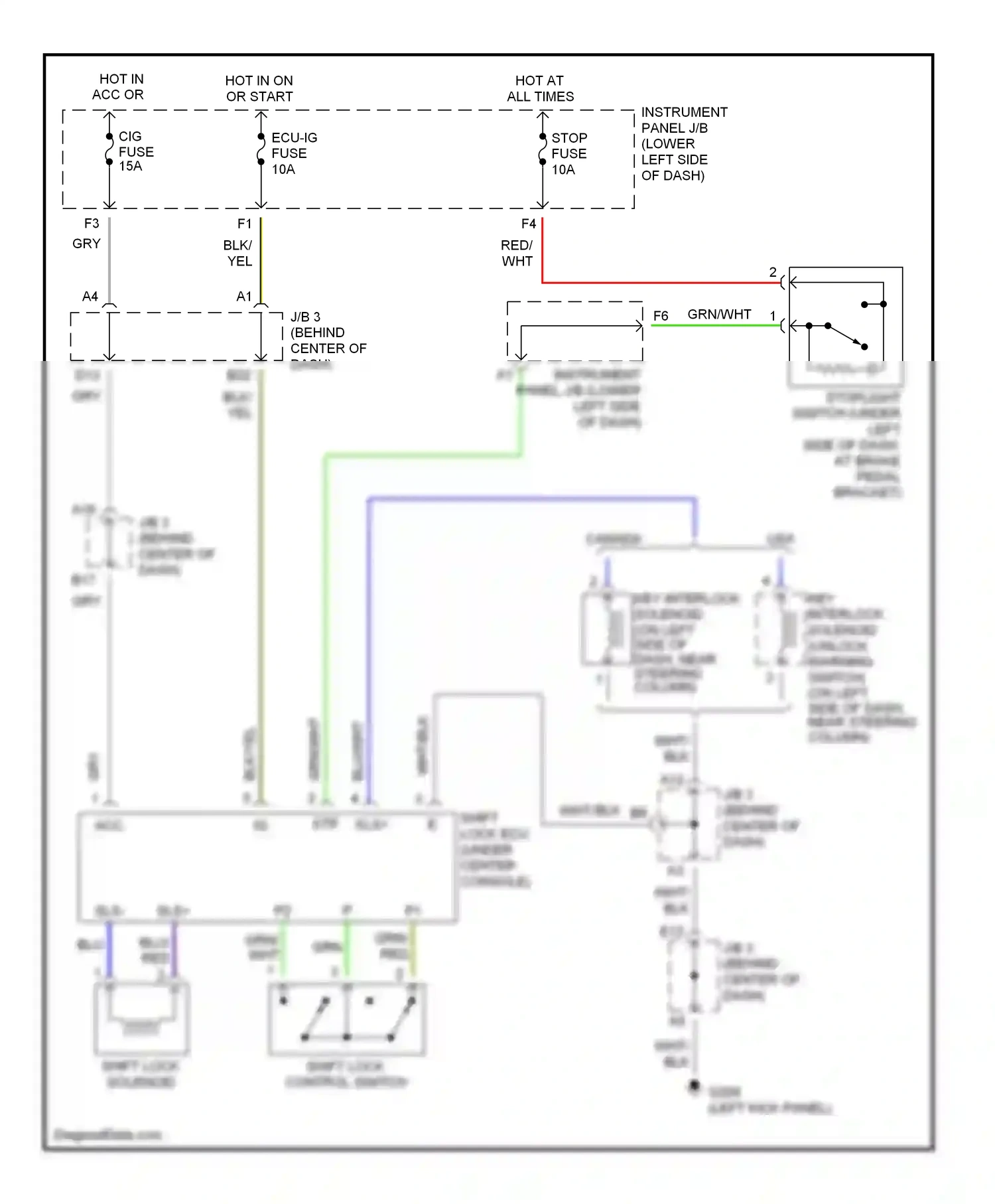 Toyota RAV4 I (1994-2000) shift lock control switch wiring diagram  (1 of 1)