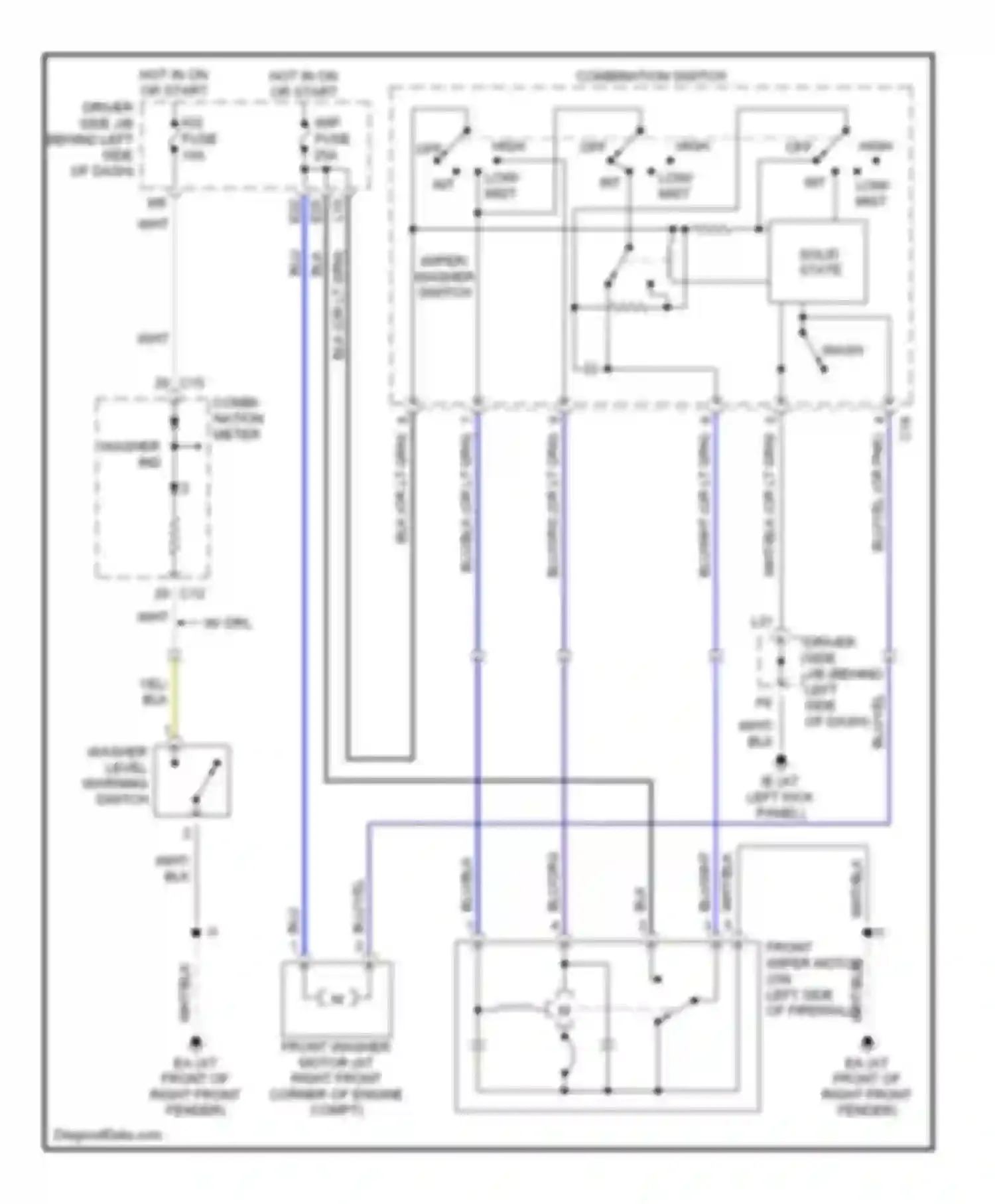 RAV4 Toyota II facelift (2003-2006): Front wiper/washer circuit