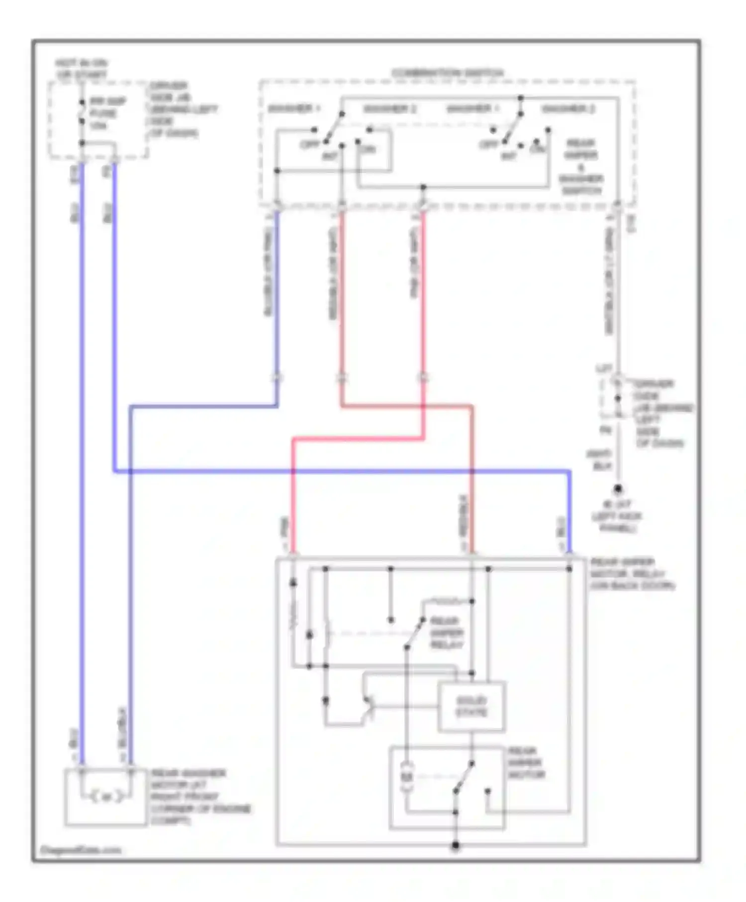 RAV4 Toyota II facelift (2003-2006): Rear wiper/washer circuit